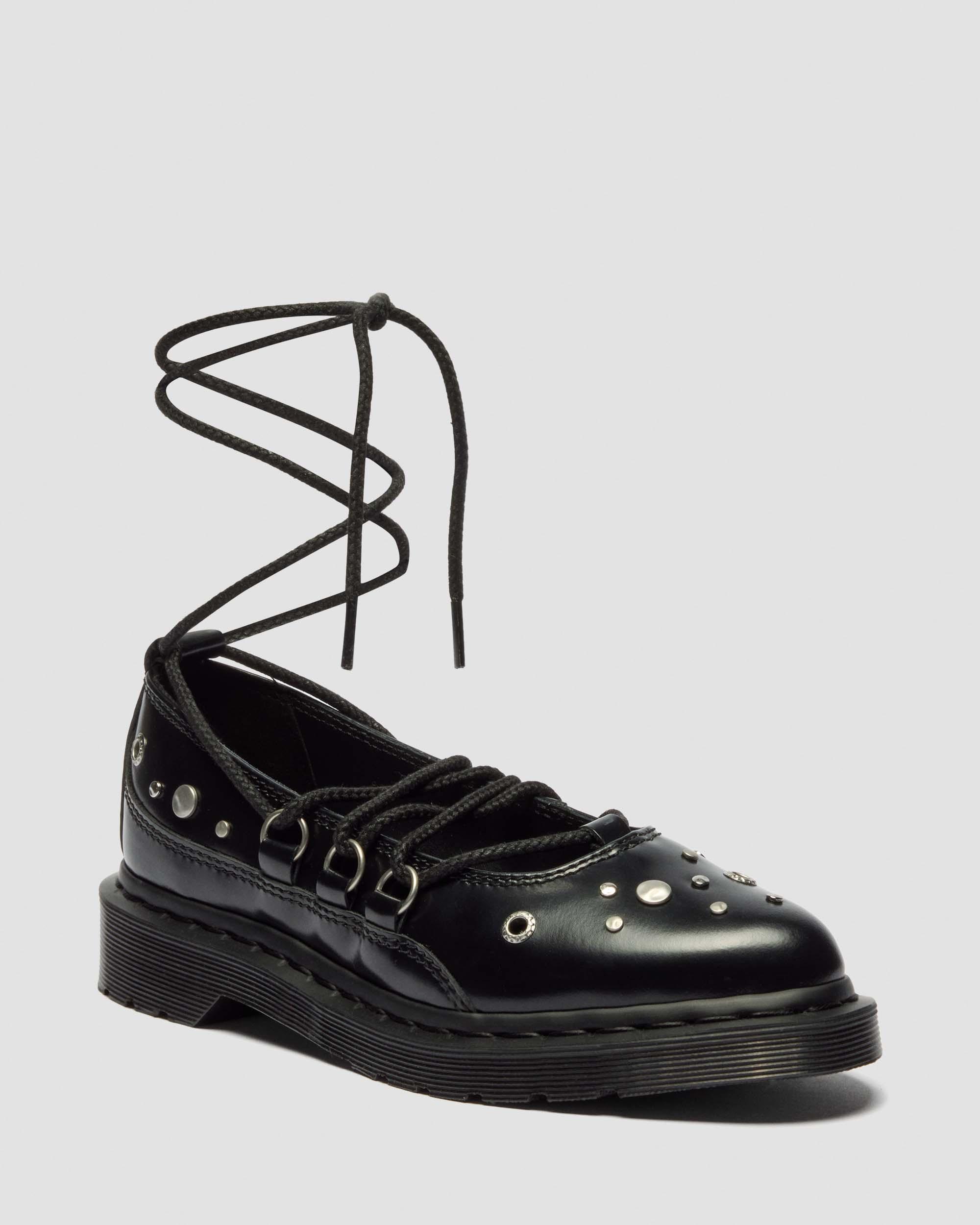 ELPHIE II STUDDED BUTTERO LEATHER BALLET FLATS in BLACK BUTTERO