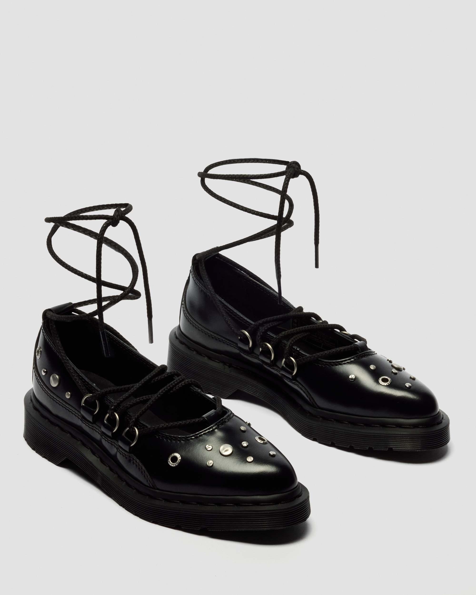 ELPHIE II STUDDED BUTTERO LEATHER BALLET FLATS in Black