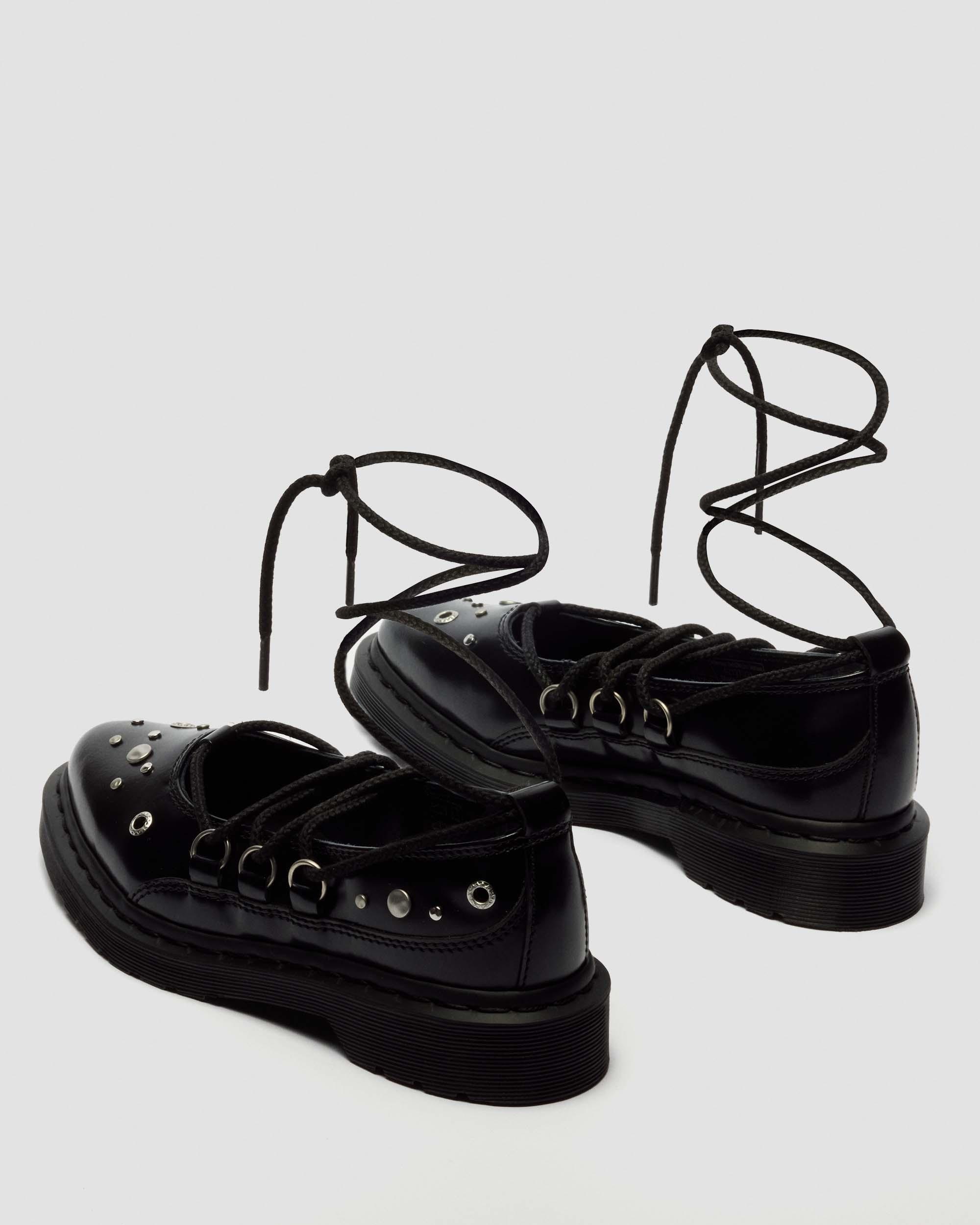 ELPHIE II STUDDED BUTTERO LEATHER BALLET FLATS in Black