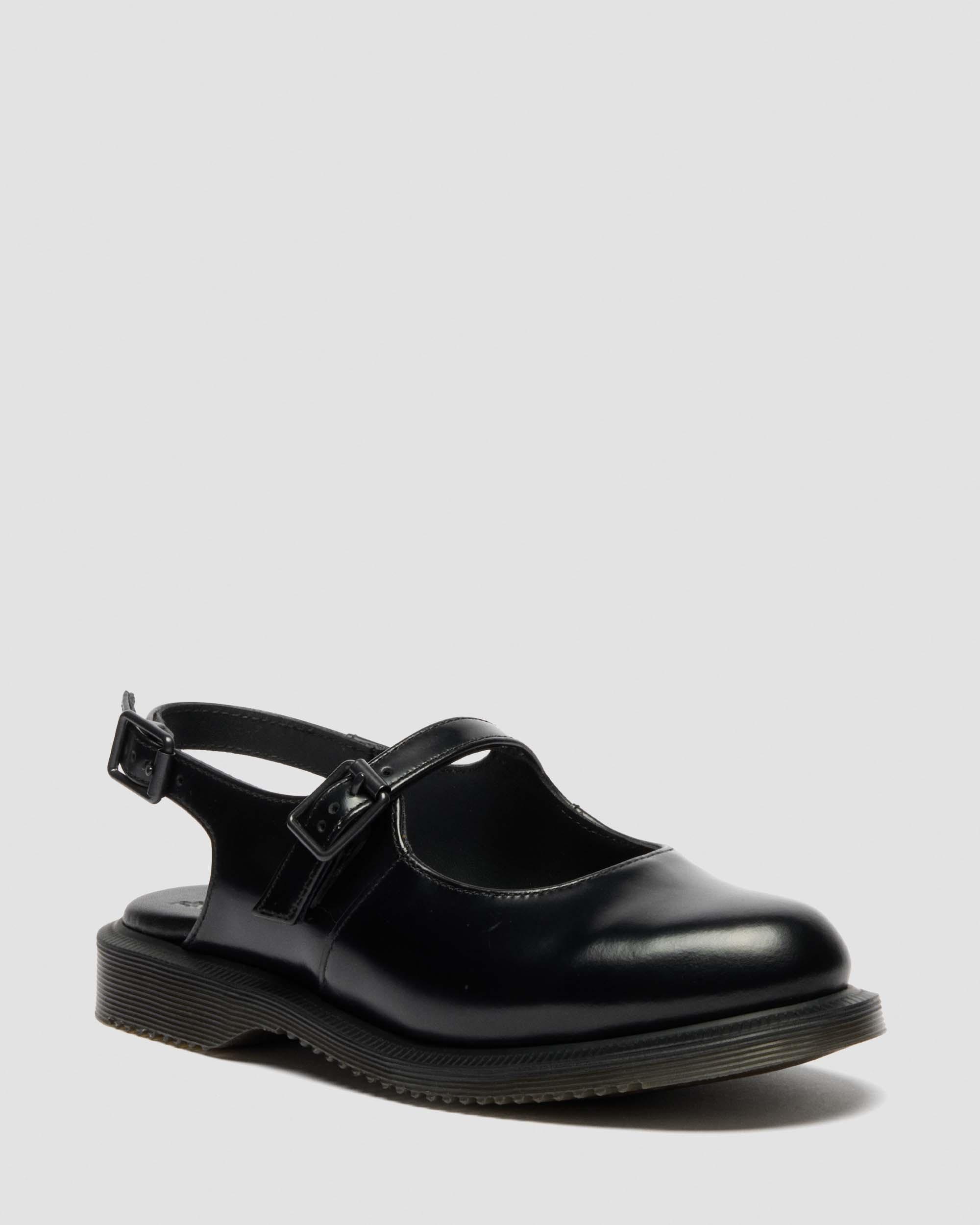 Madaline Mary Jane Smooth Leather Sling Back Shoes  in Black