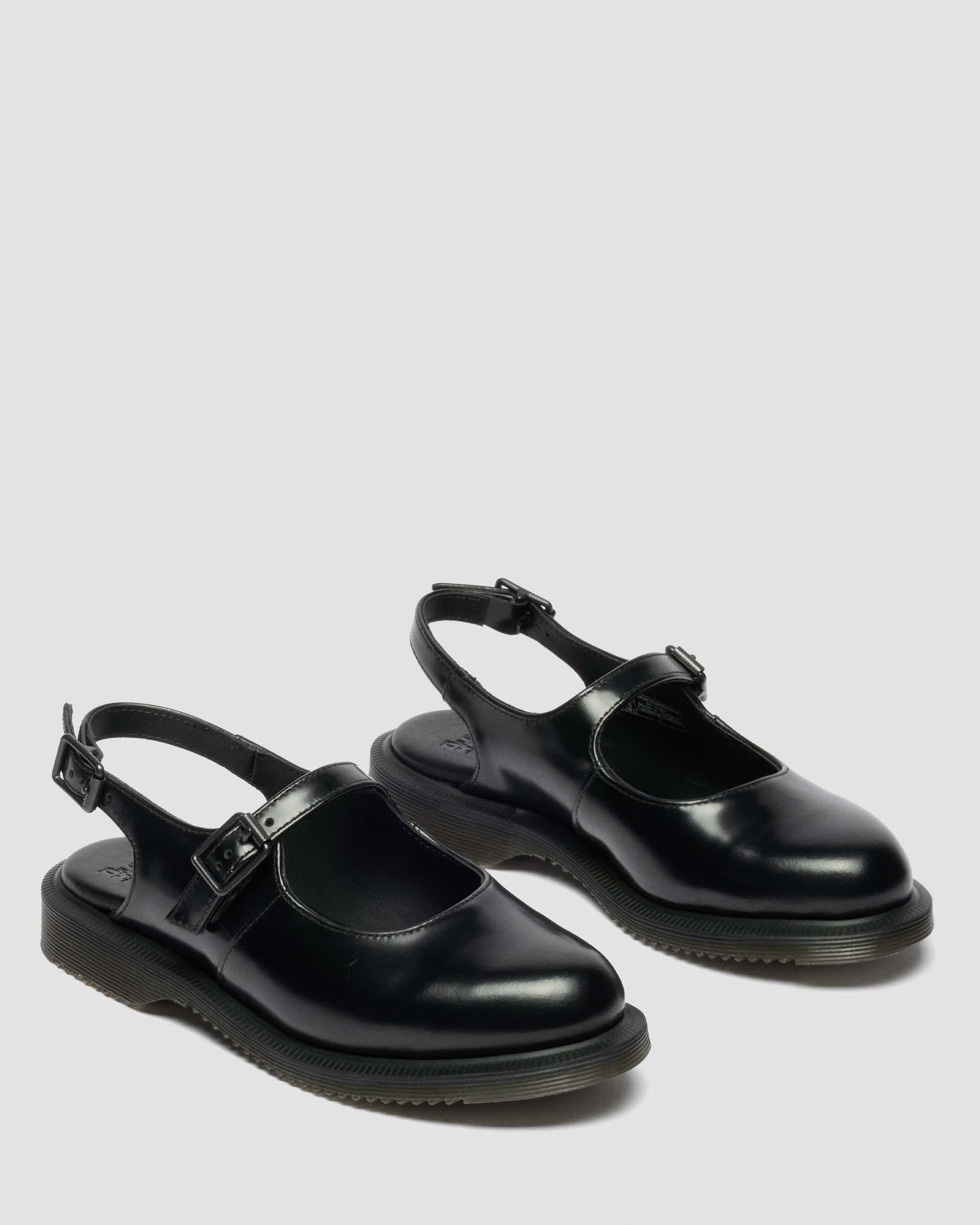 Madaline Mary Jane Smooth Leather Sling Back Shoes  in Black