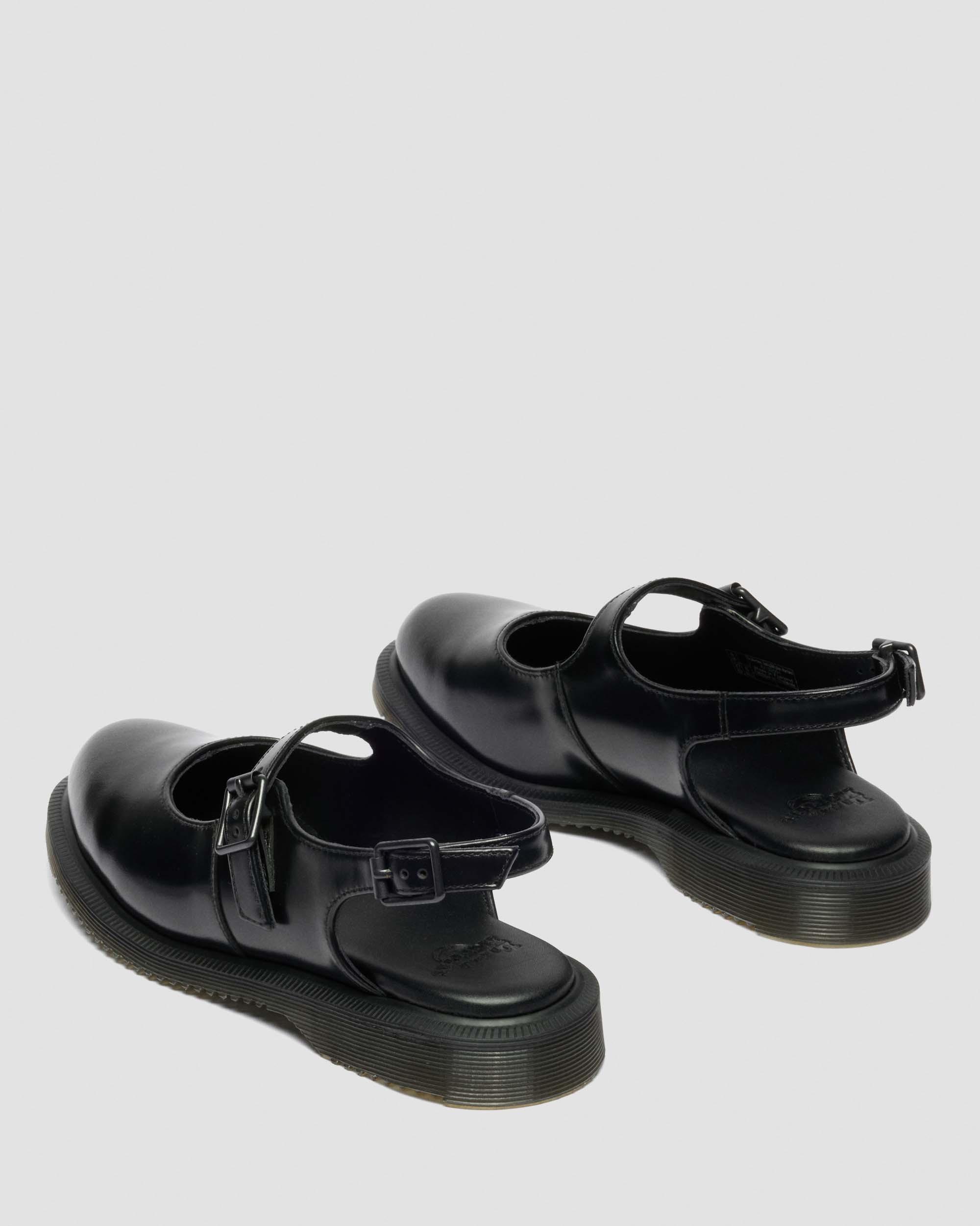 Madaline Mary Jane Smooth Leather Sling Back Shoes  in Black