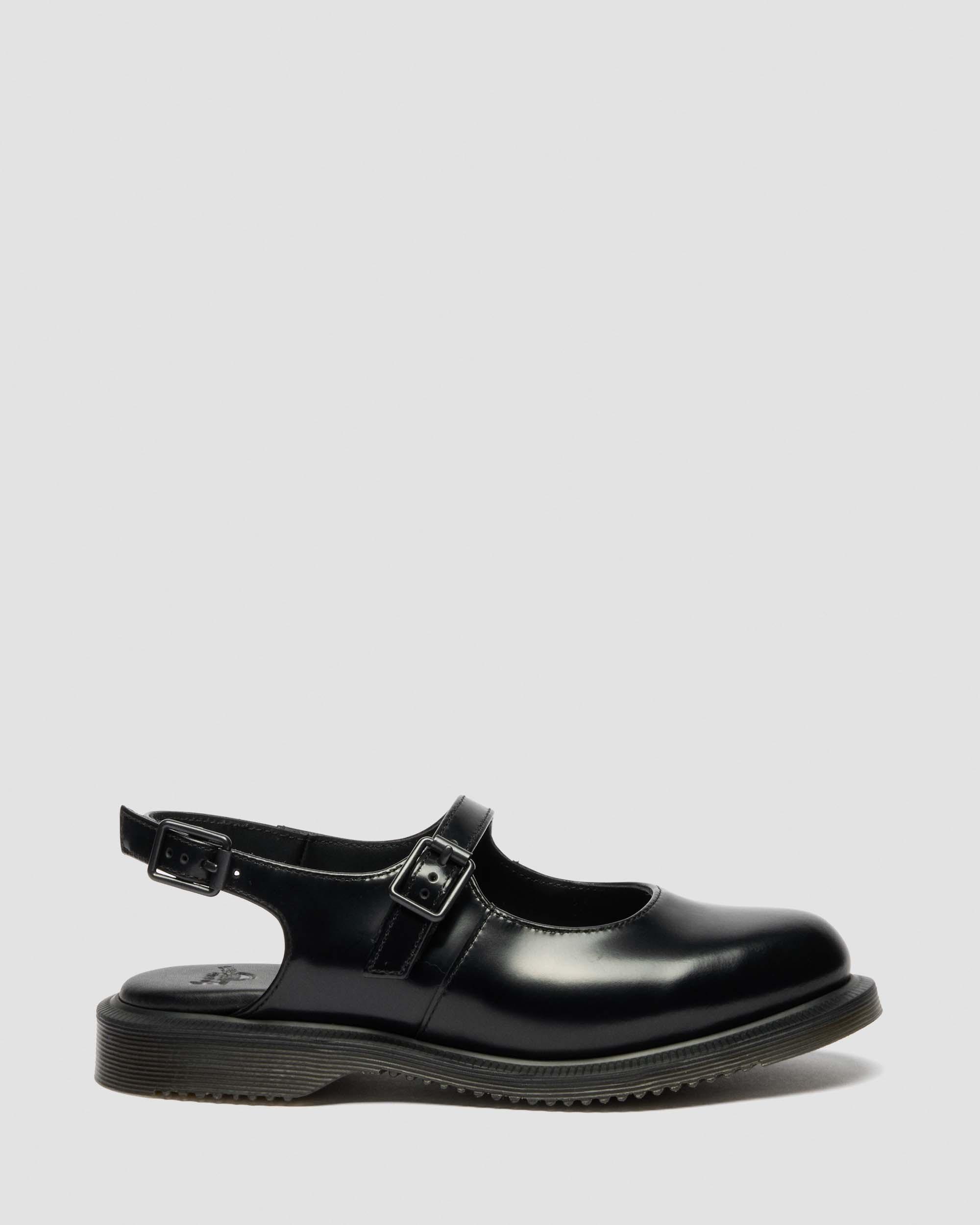 Madaline Mary Jane Smooth Leather Sling Back Shoes  in Black
