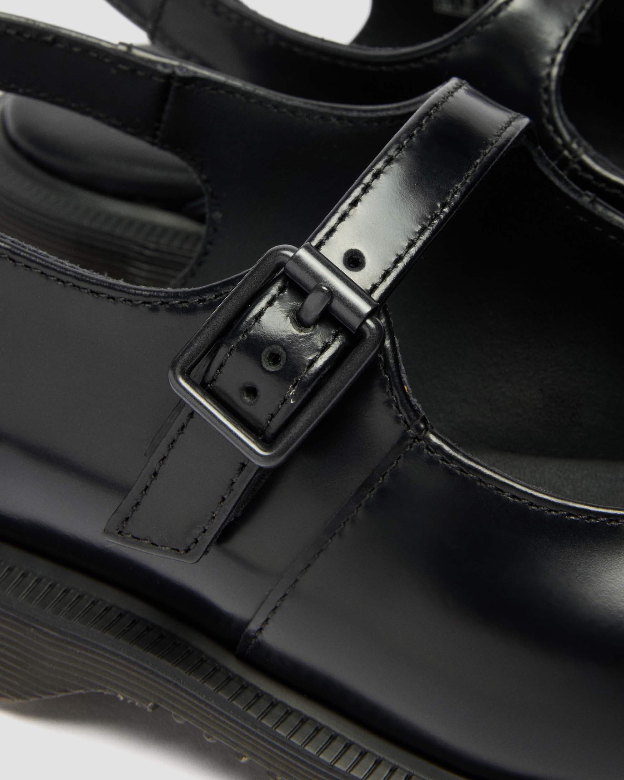 Madaline Mary Jane Smooth Leather Sling Back Shoes  in Black