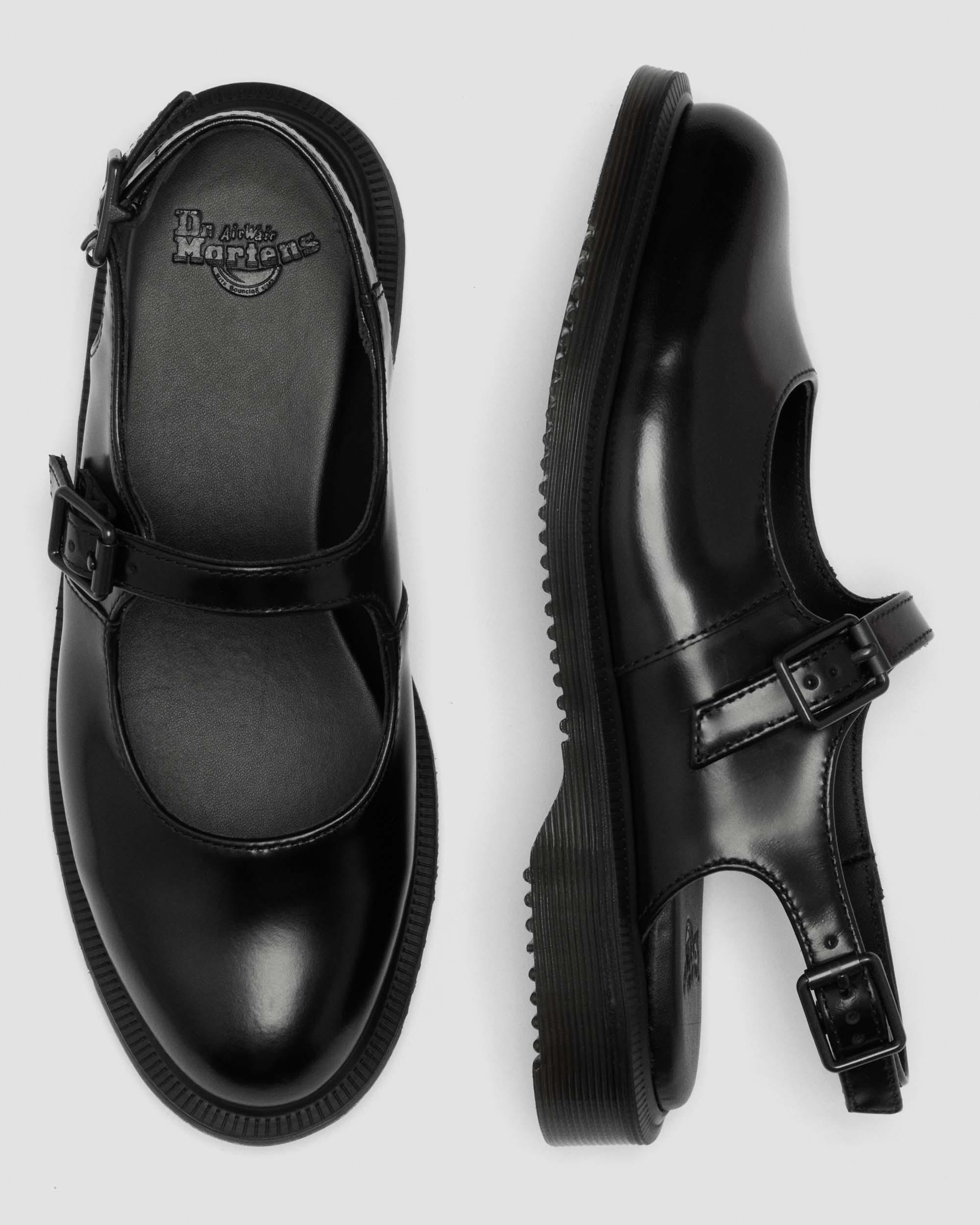 Madaline Mary Jane Smooth Leather Sling Back Shoes  in Black