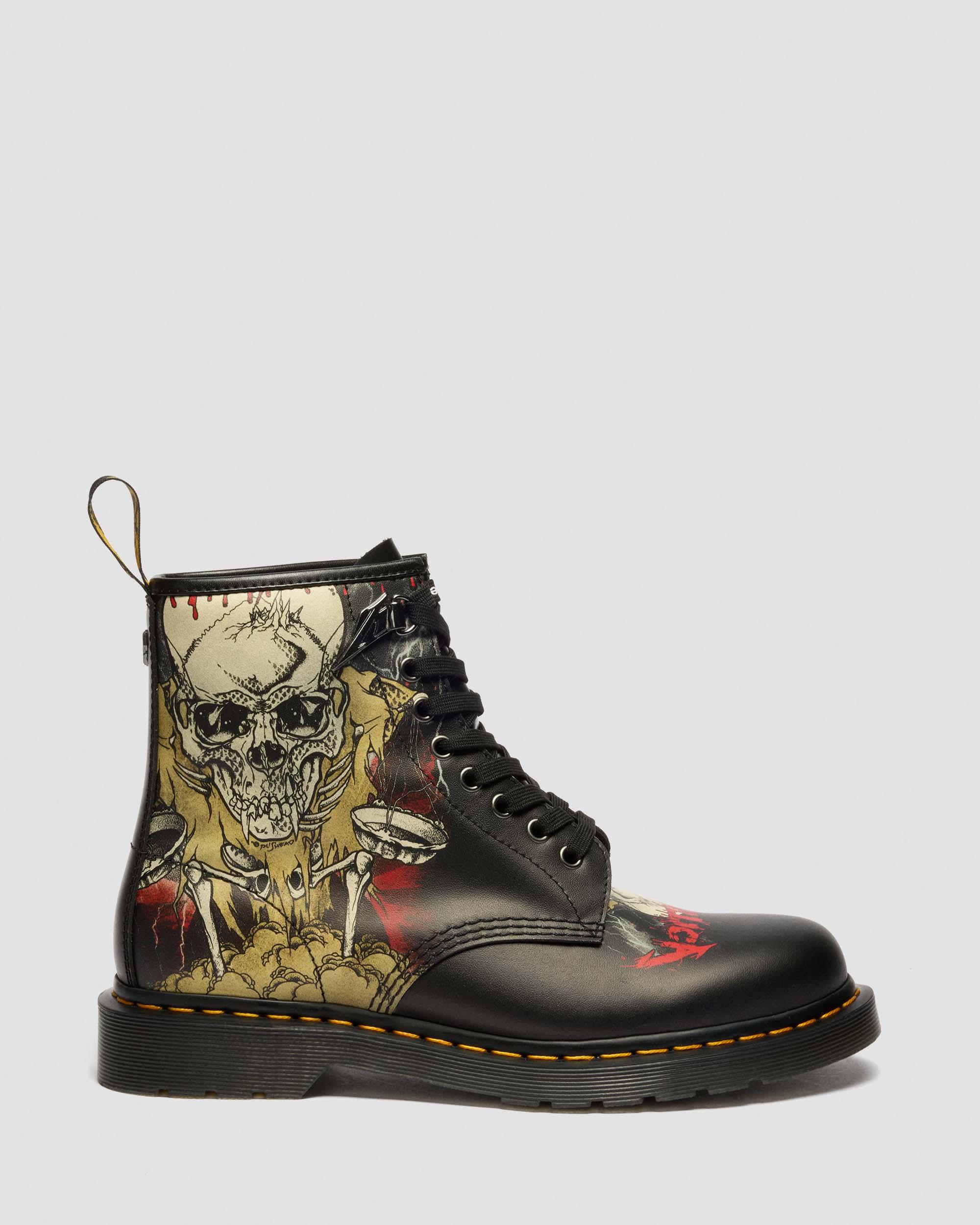 1460 Metallica Skull Lightning in White & Multi | Dr. Martens