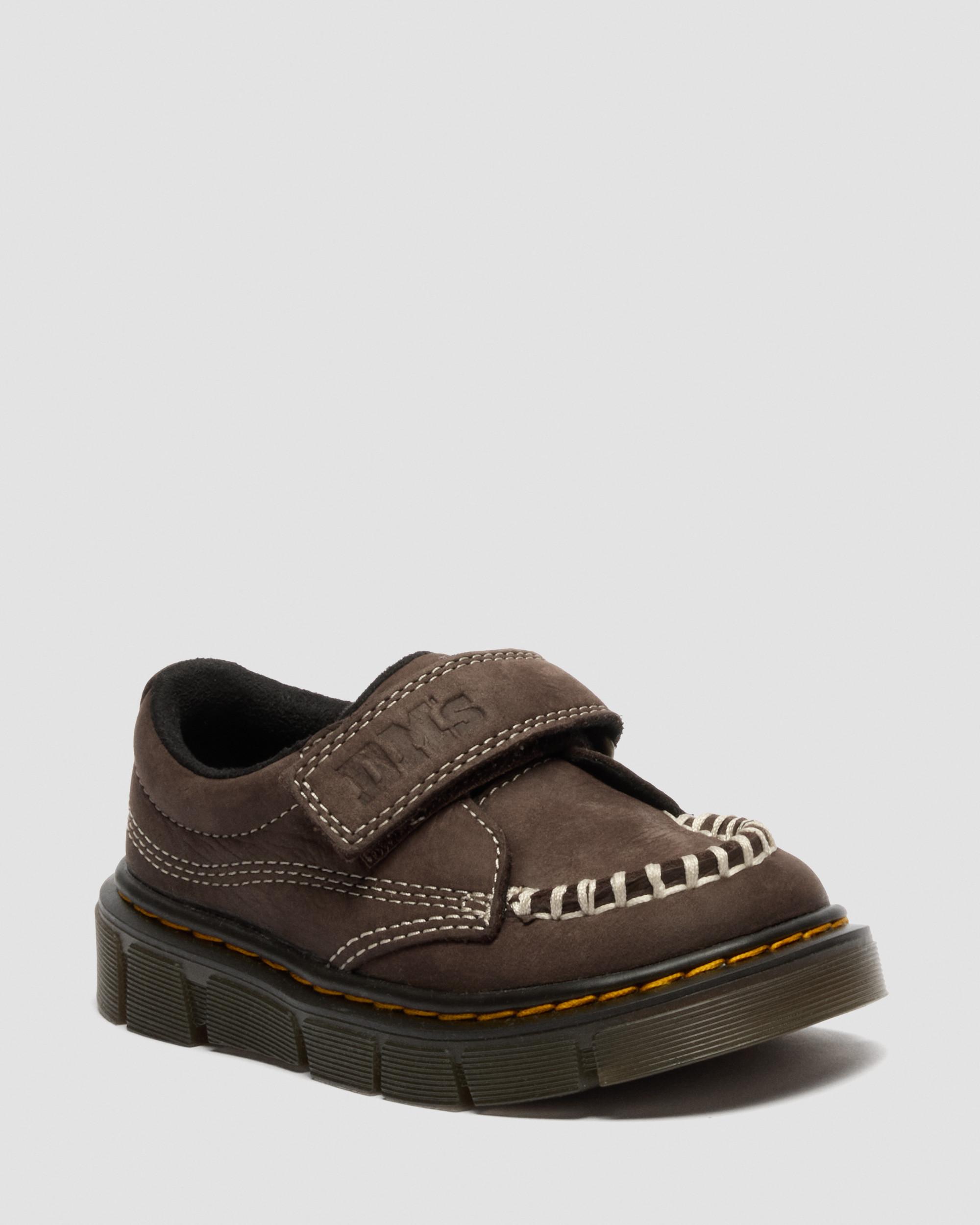 Toddler Raffe Strap Tumbled Nubuck Strap Shoes in Dark Brown