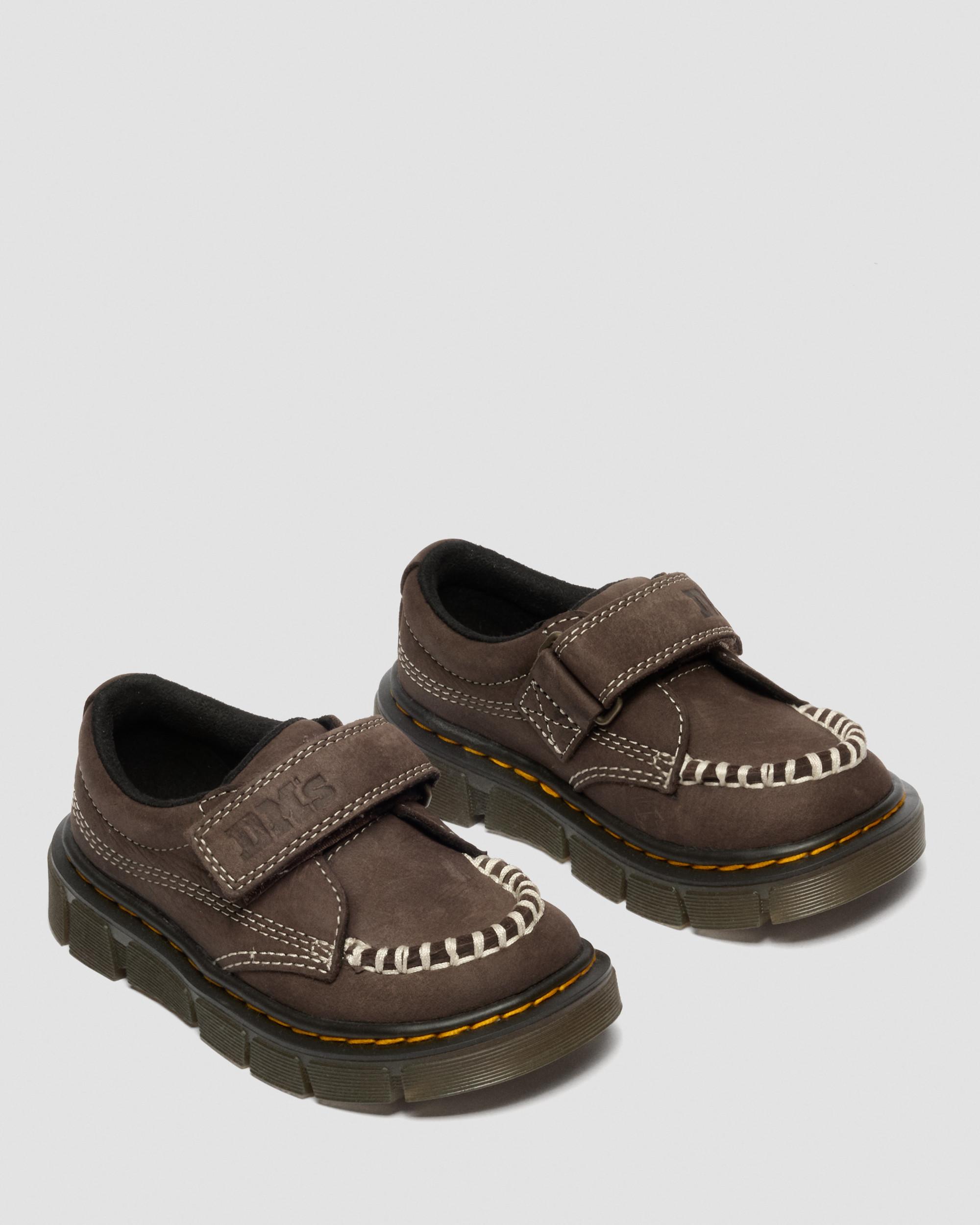 Peuter Raffe Getrommeld Nubuck Schoenen met Band in Donkerbruin