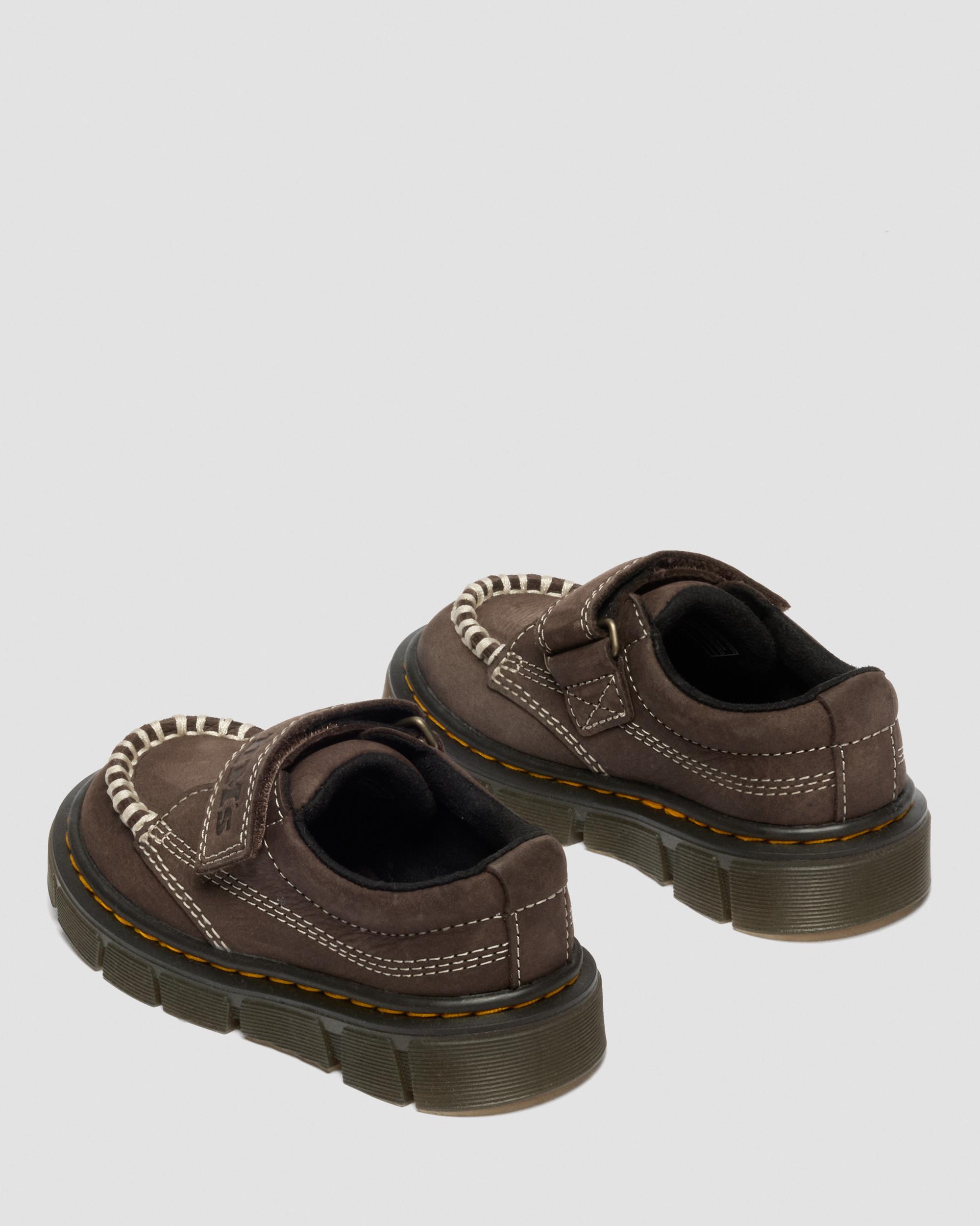 Peuter Raffe Getrommeld Nubuck Schoenen met Band in Donkerbruin