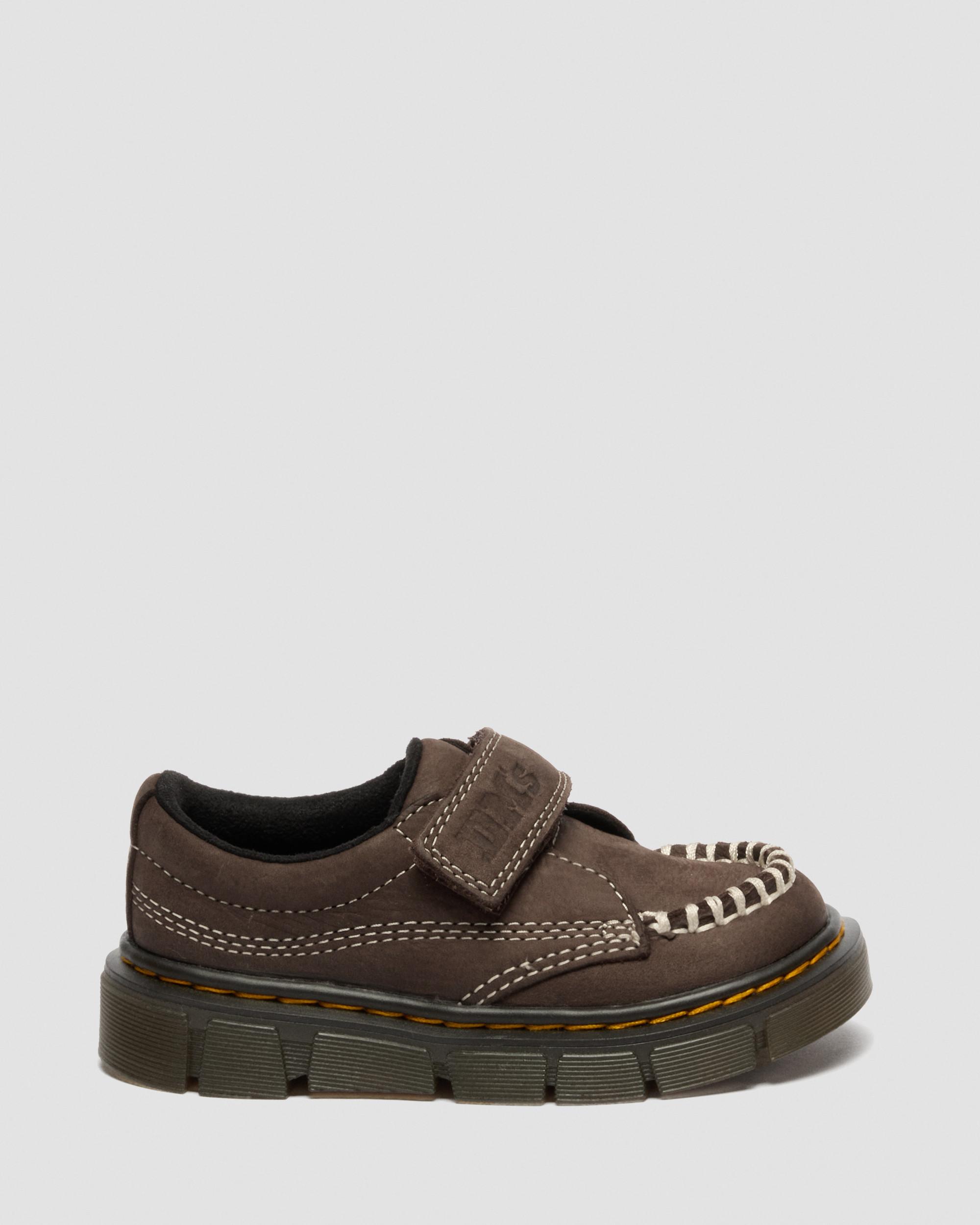 Peuter Raffe Getrommeld Nubuck Schoenen met Band in Donkerbruin