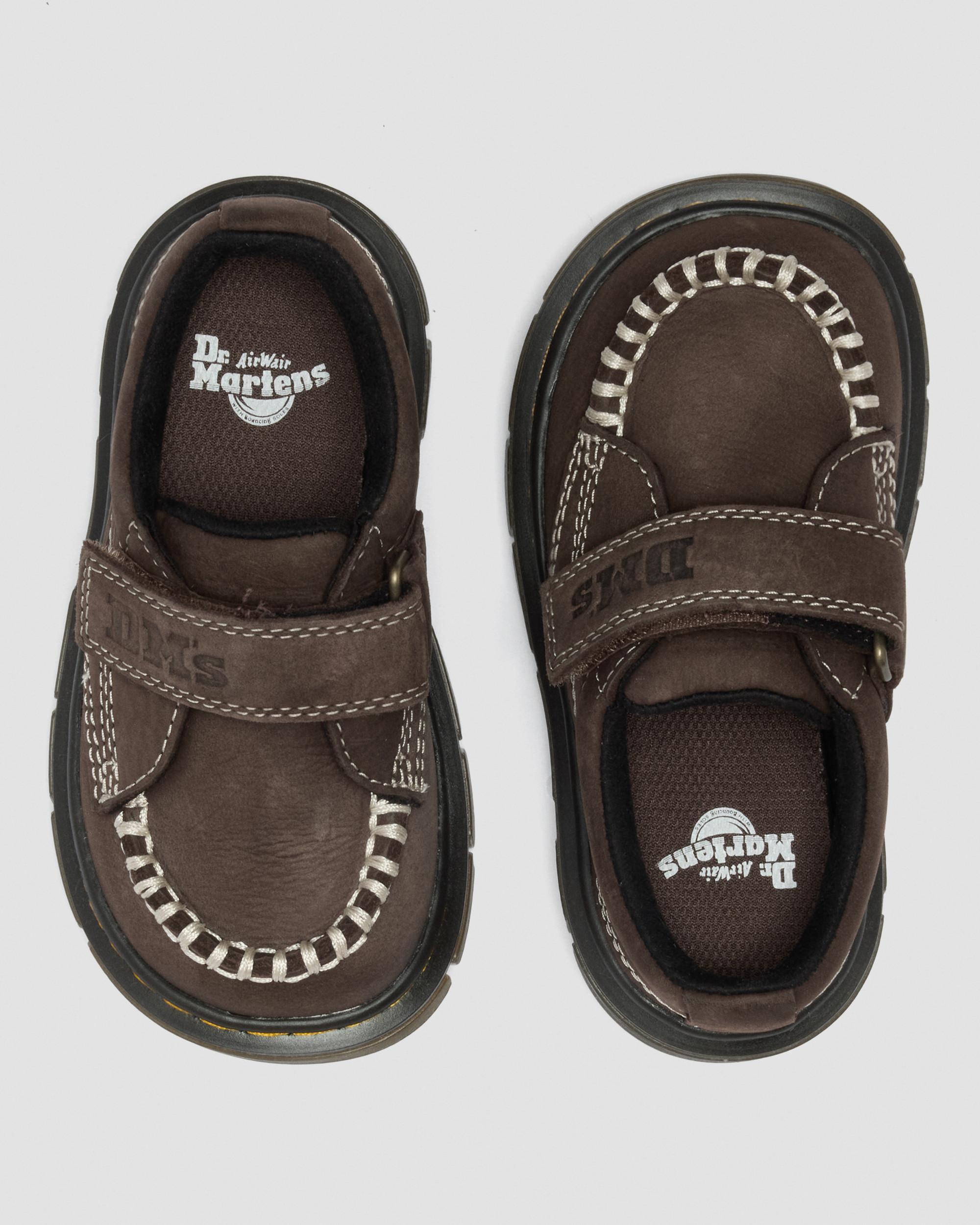 Peuter Raffe Getrommeld Nubuck Schoenen met Band in Donkerbruin