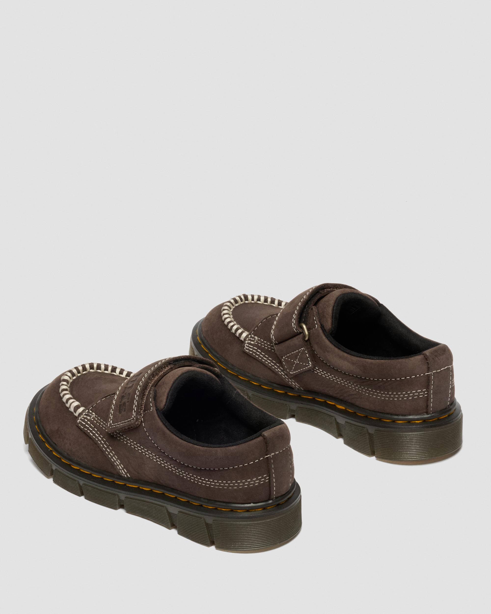 Junior Raffe Getrommeld Nubuck Schoenen met Band in Donkerbruin