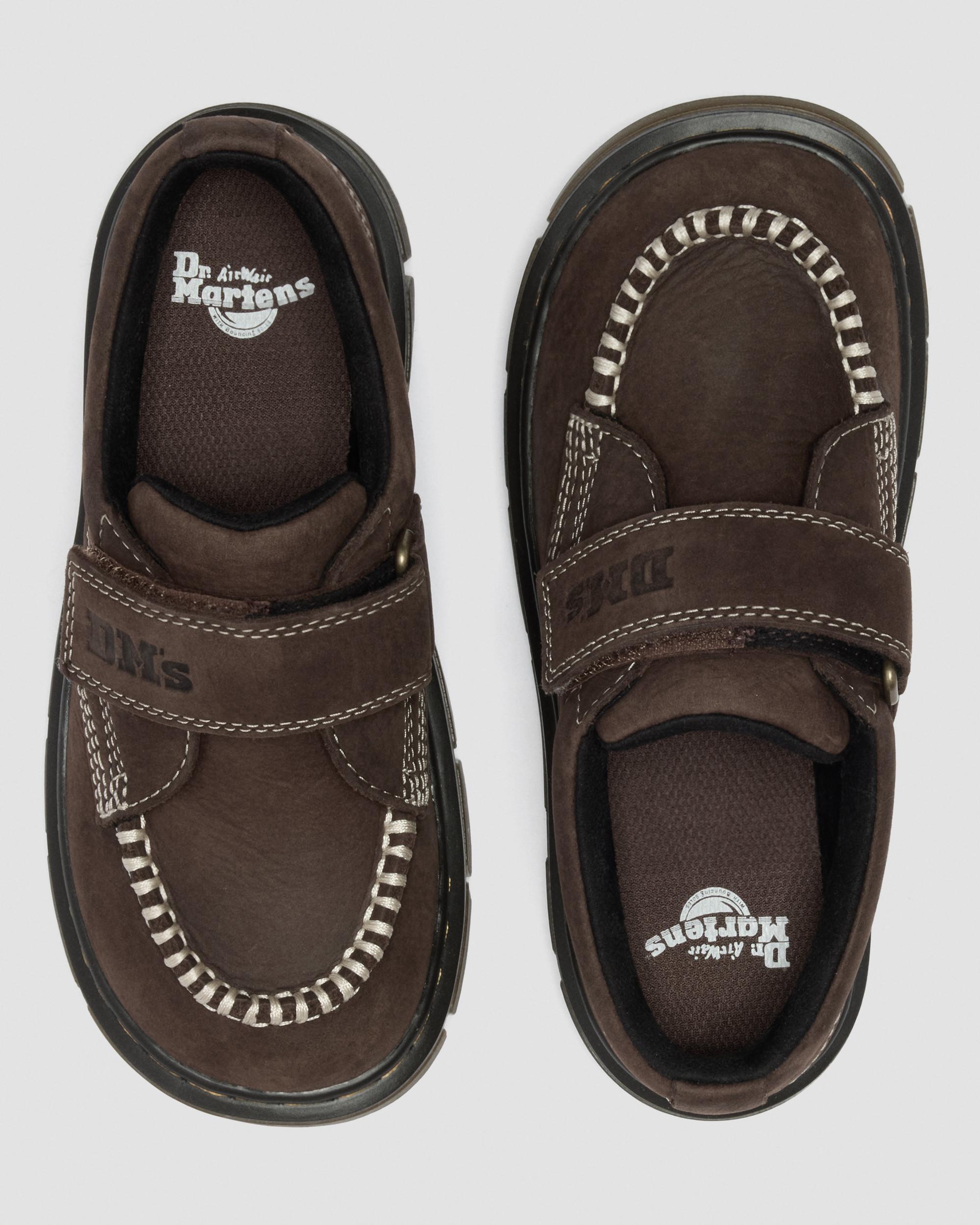 Junior Raffe Getrommeld Nubuck Schoenen met Band in Donkerbruin