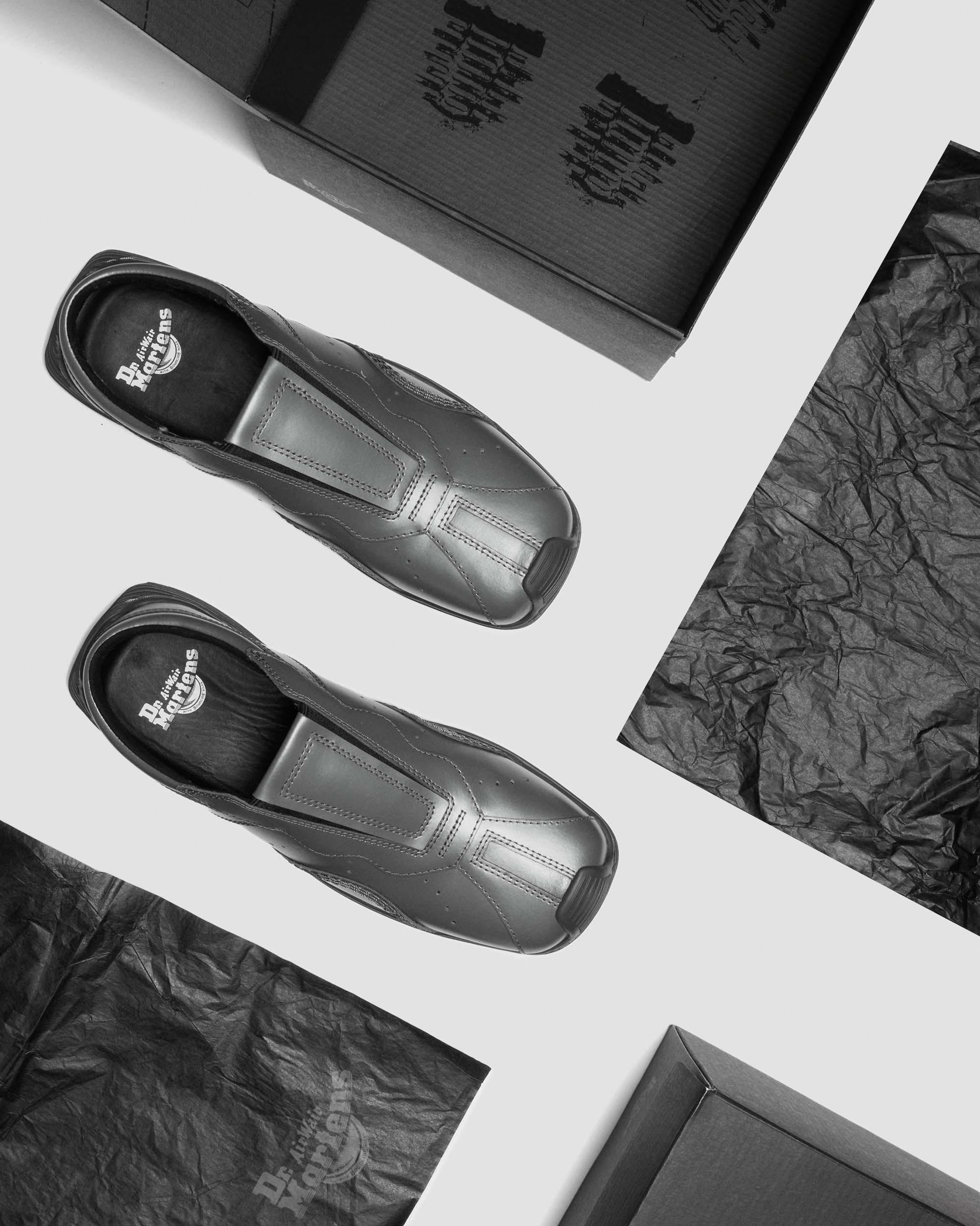 Aurix Satin Finish Leather Mules in Gunmetal Grey