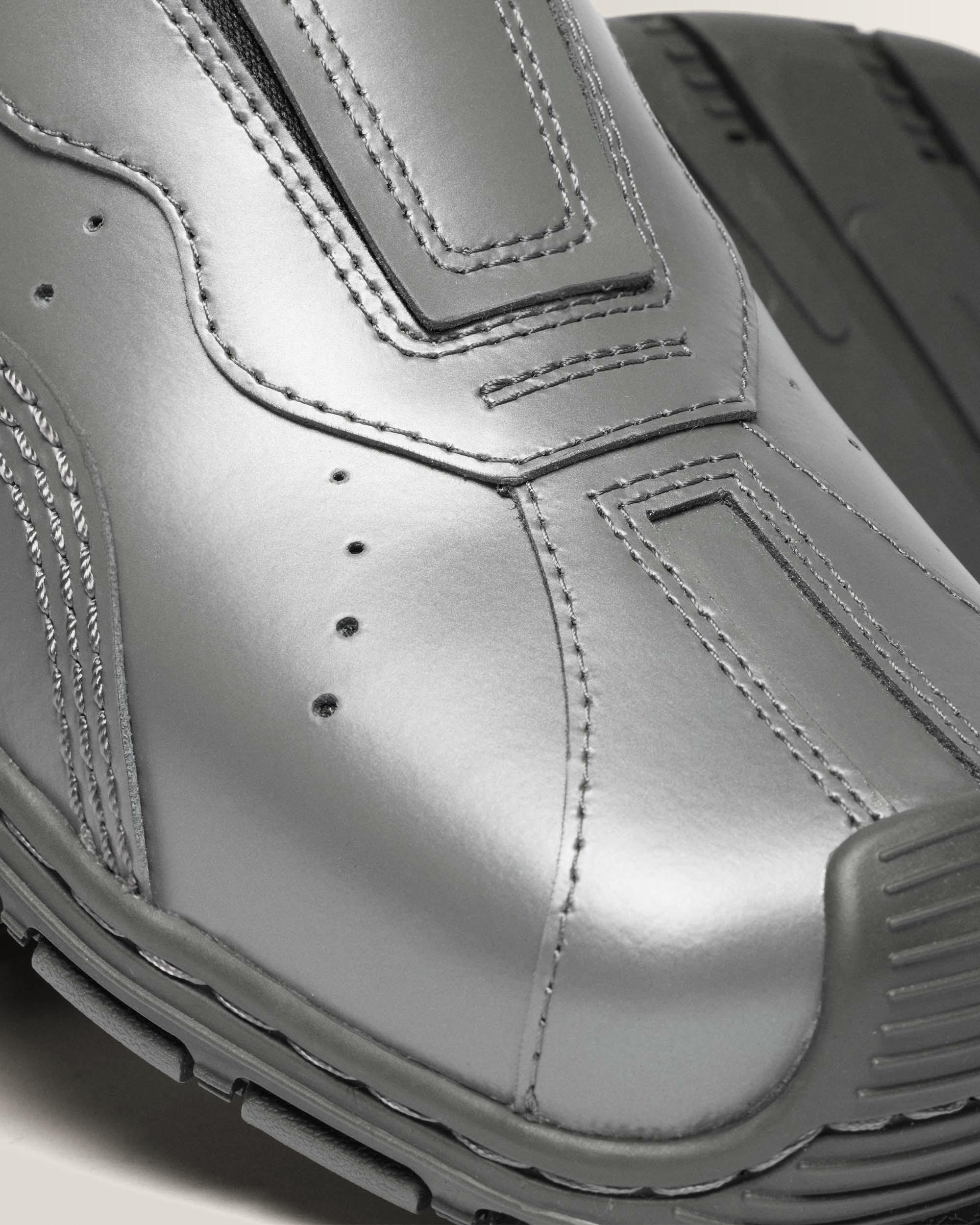 Aurix Satin Finish Leather Mules in Gunmetal Grey