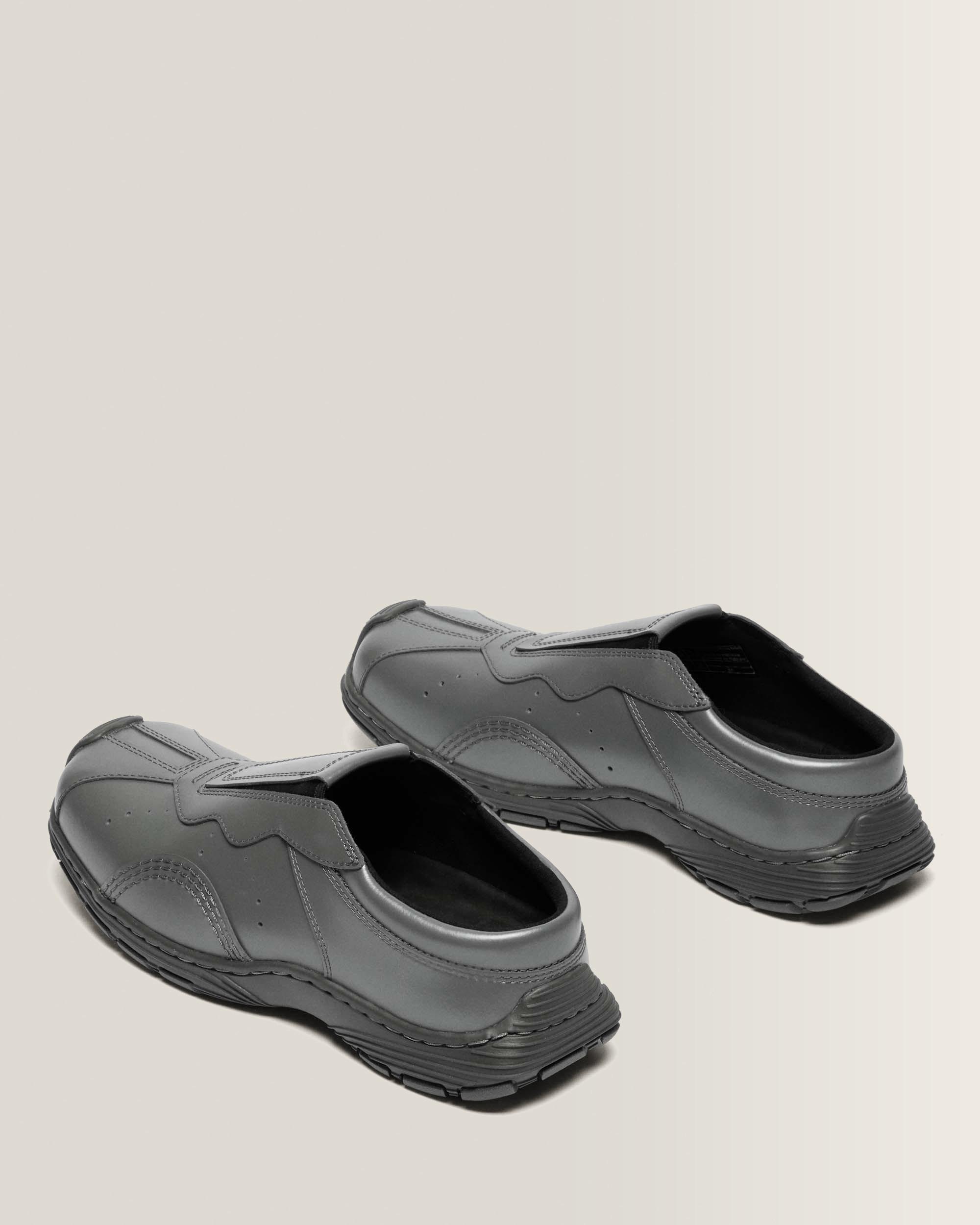 Aurix Satin Finish Leather Mules in Gunmetal Grey