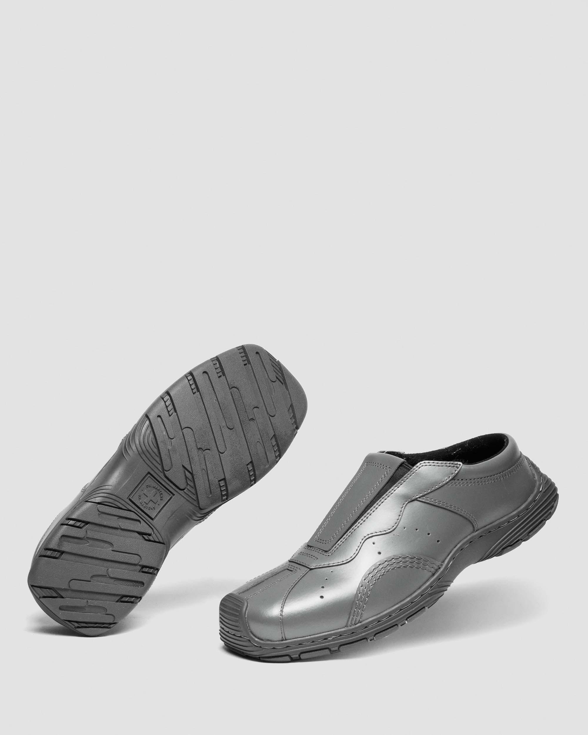 Aurix Satin Finish Leather Mules in Gunmetal Grey