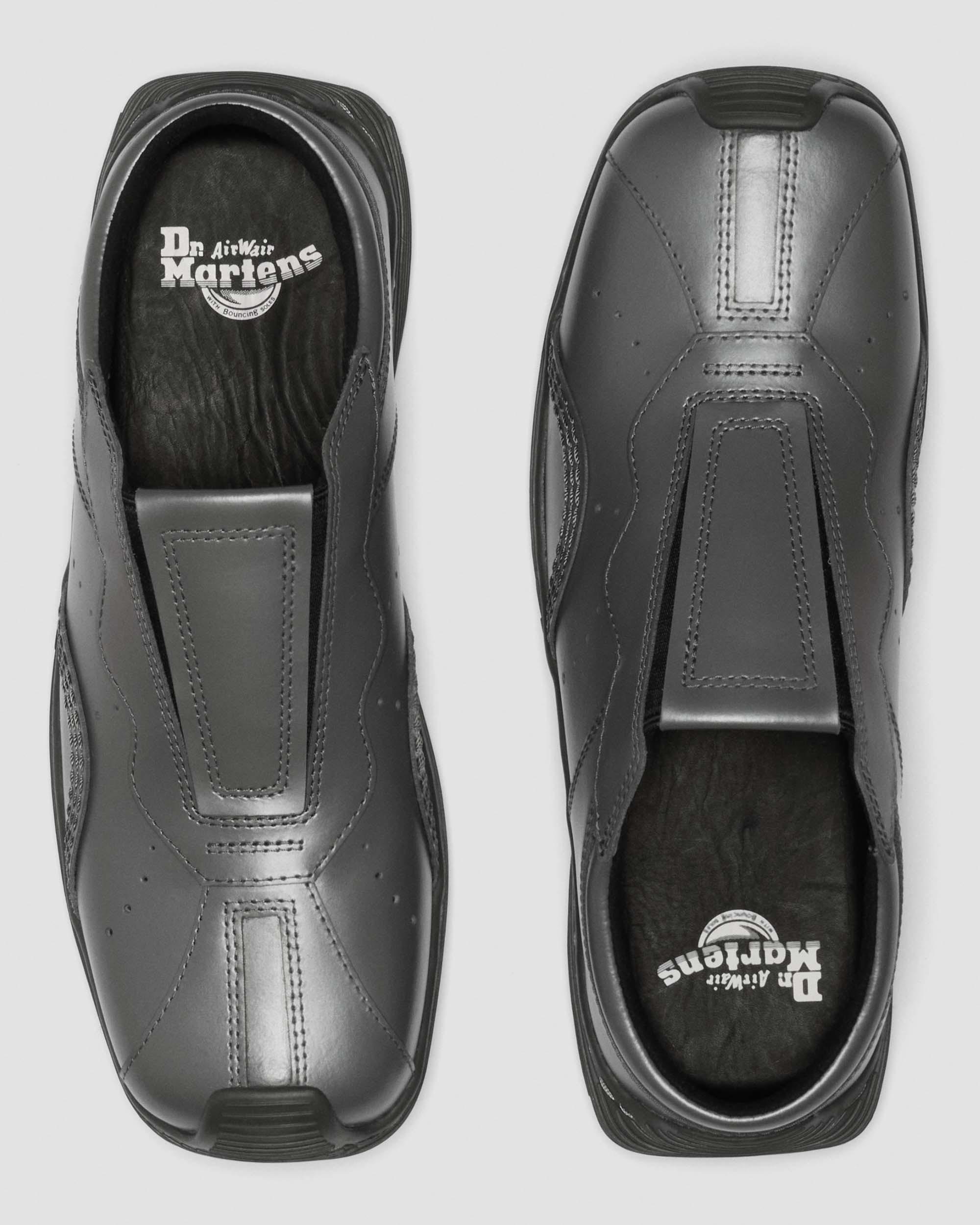 Aurix Satin Finish Leather Mules in Gunmetal Grey