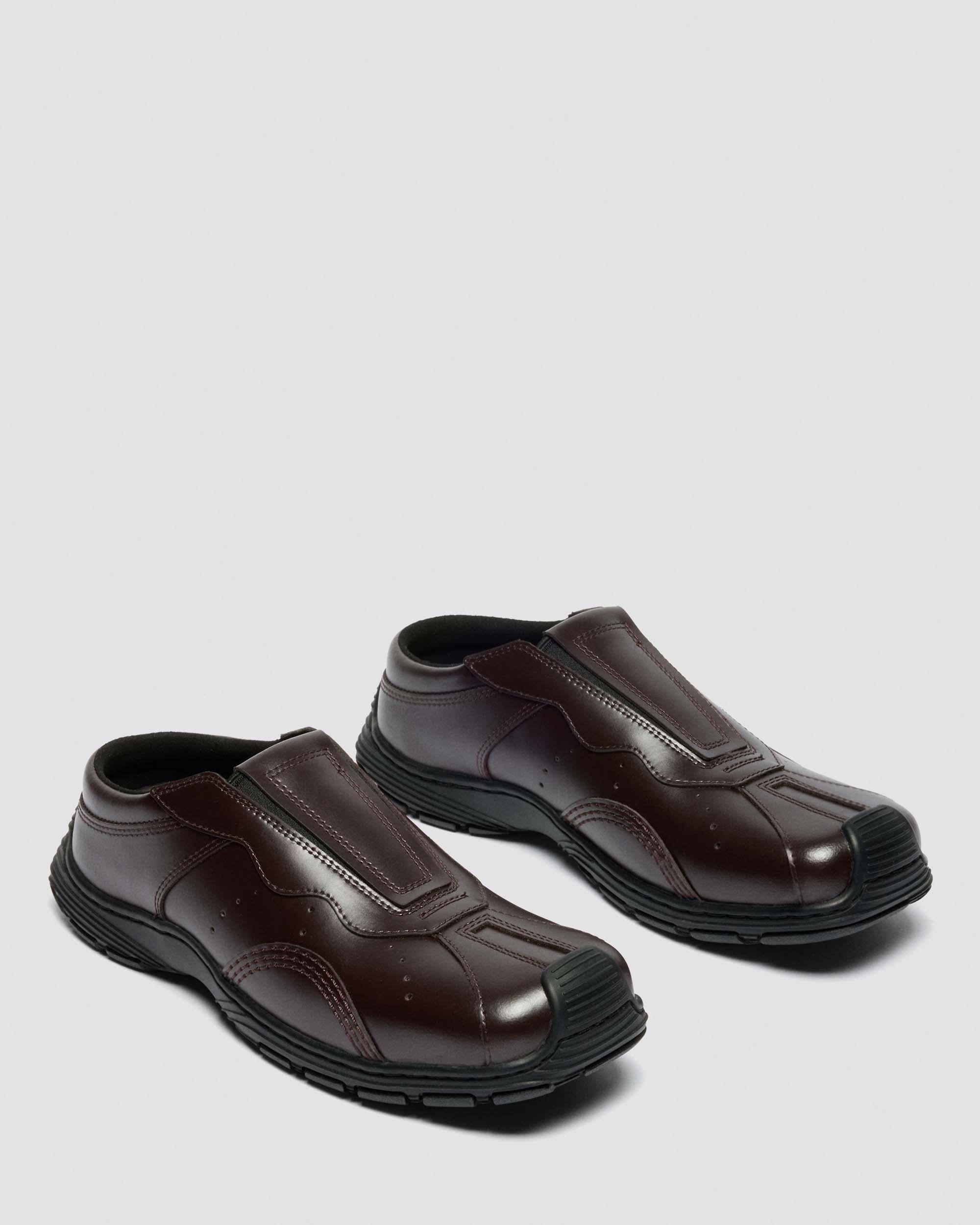 Aurix Satin Finish Leather Mules in Oxblood | Dr. Martens