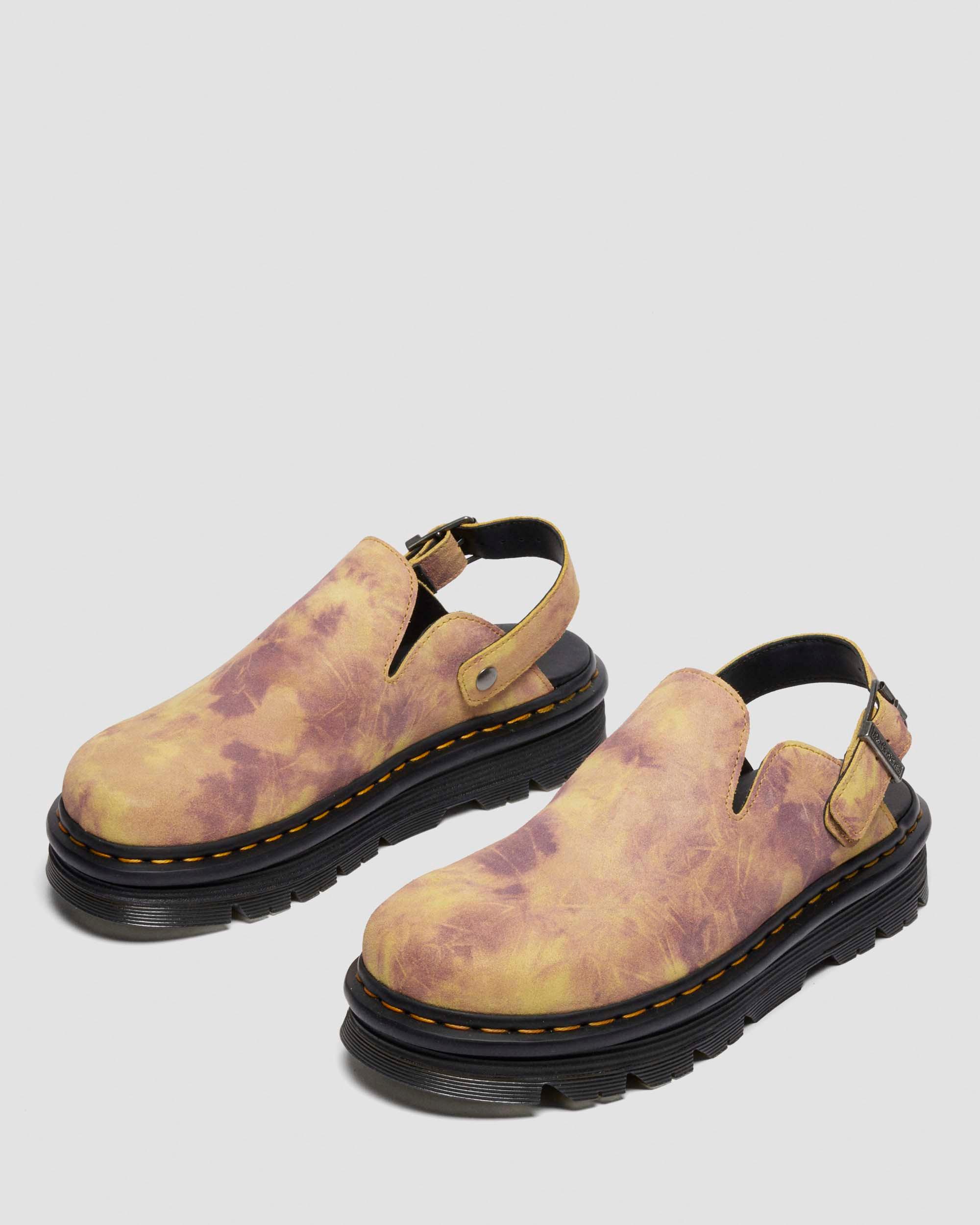 Zebzag Casual suède slingback platform mules in Geel