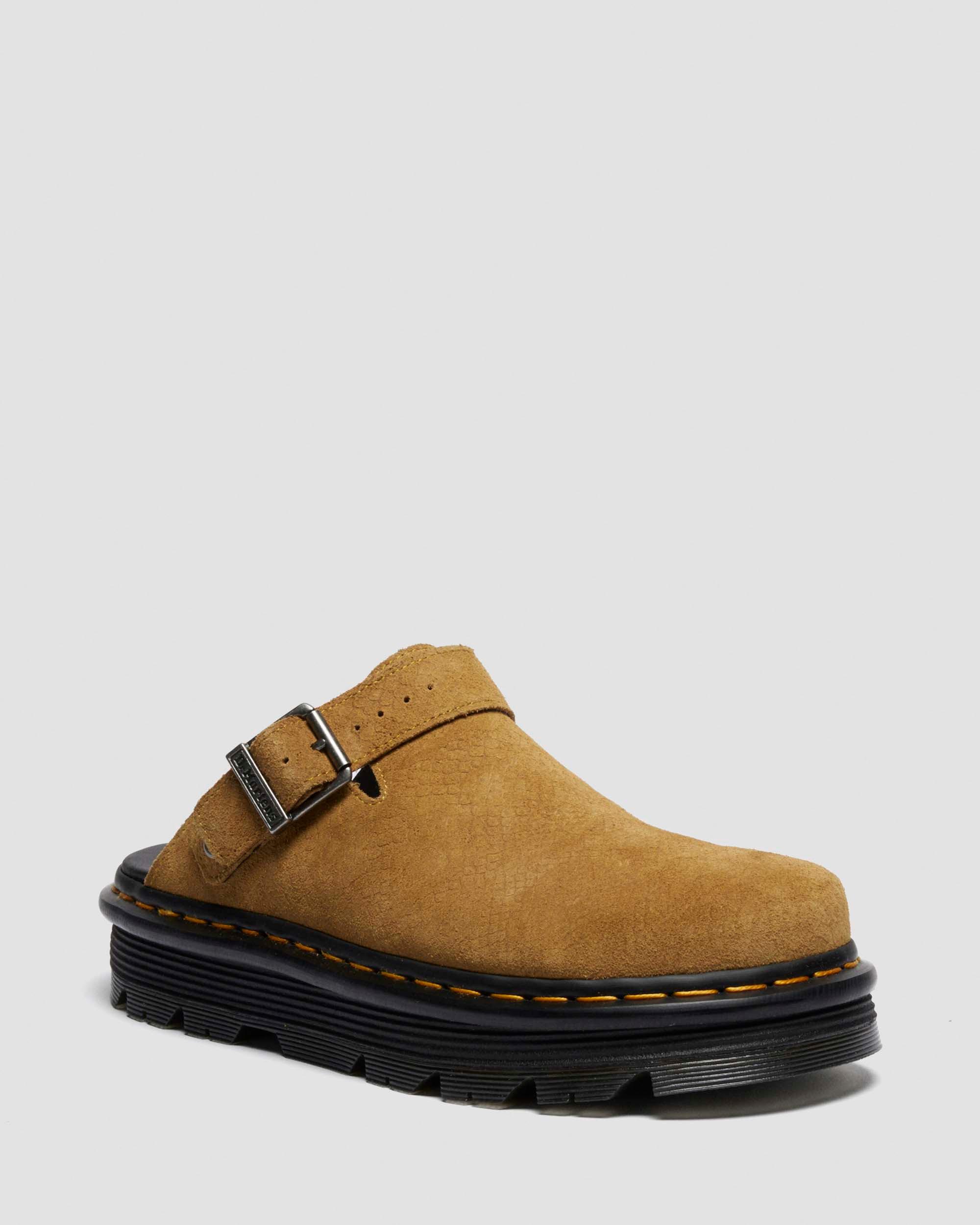 Mules platform Zebzag in camoscio con cinturino in Ambrato