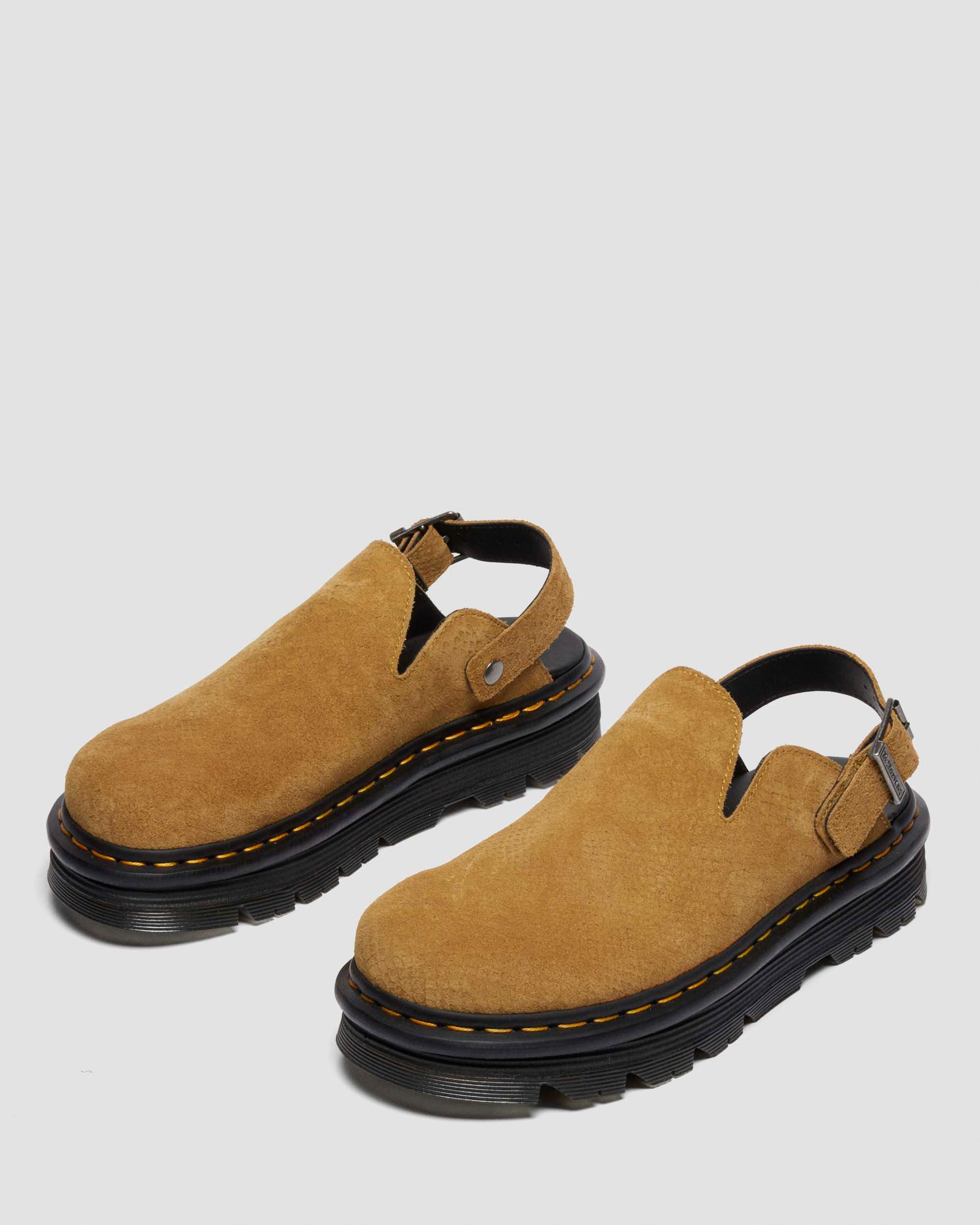 Mules platform Zebzag in camoscio con cinturino in Ambrato
