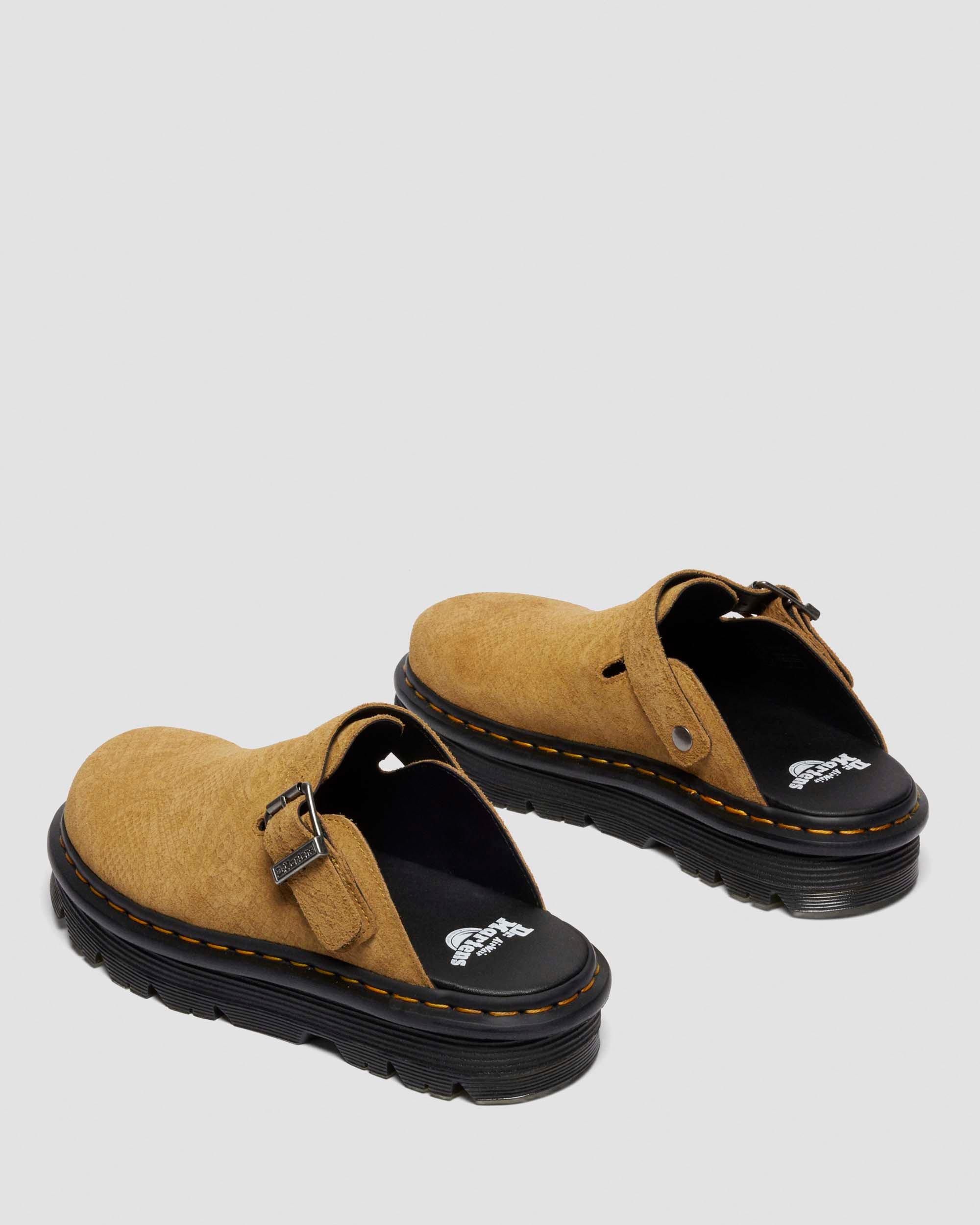 Mules platform Zebzag in camoscio con cinturino in Ambrato