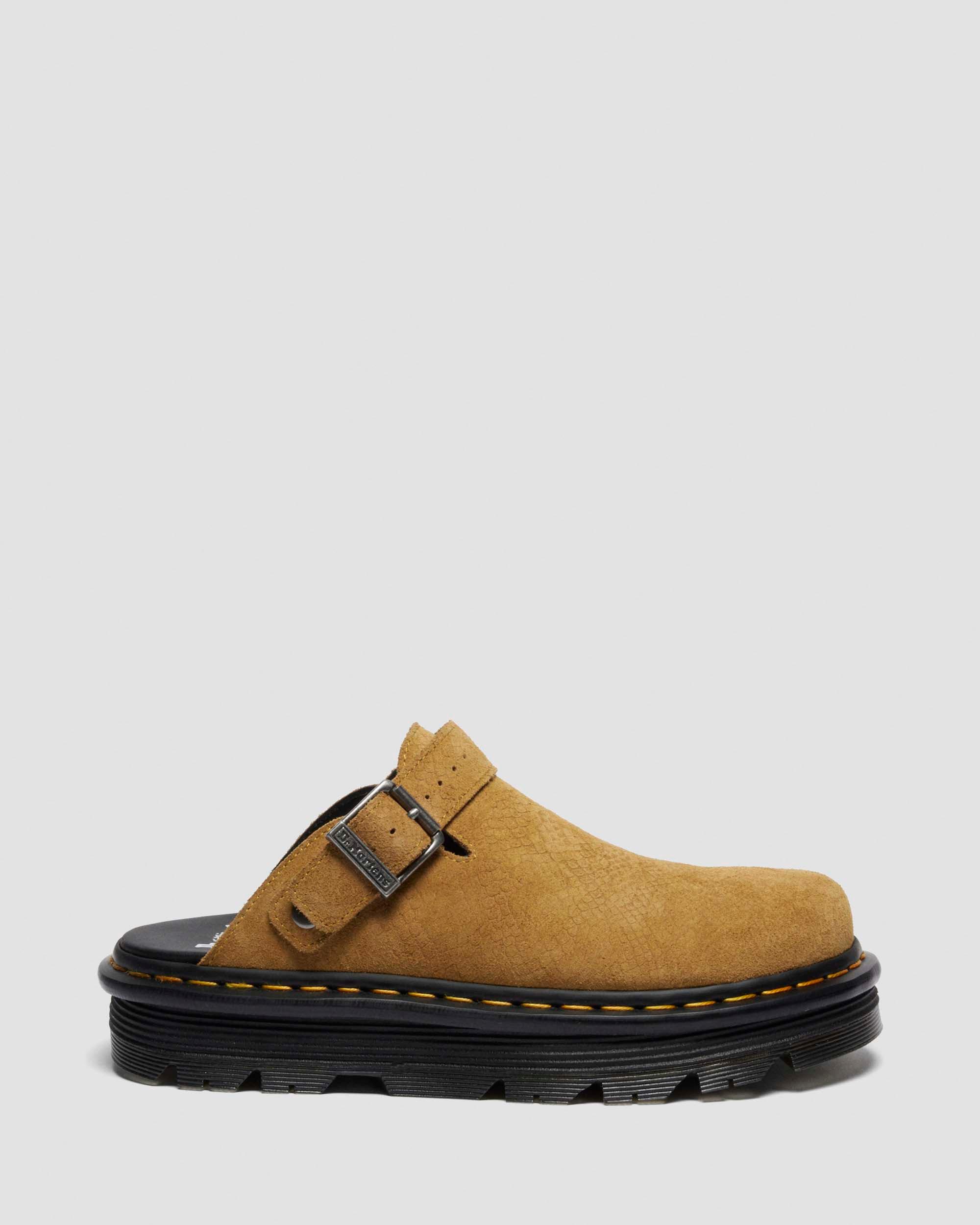 Mules platform Zebzag in camoscio con cinturino in Ambrato