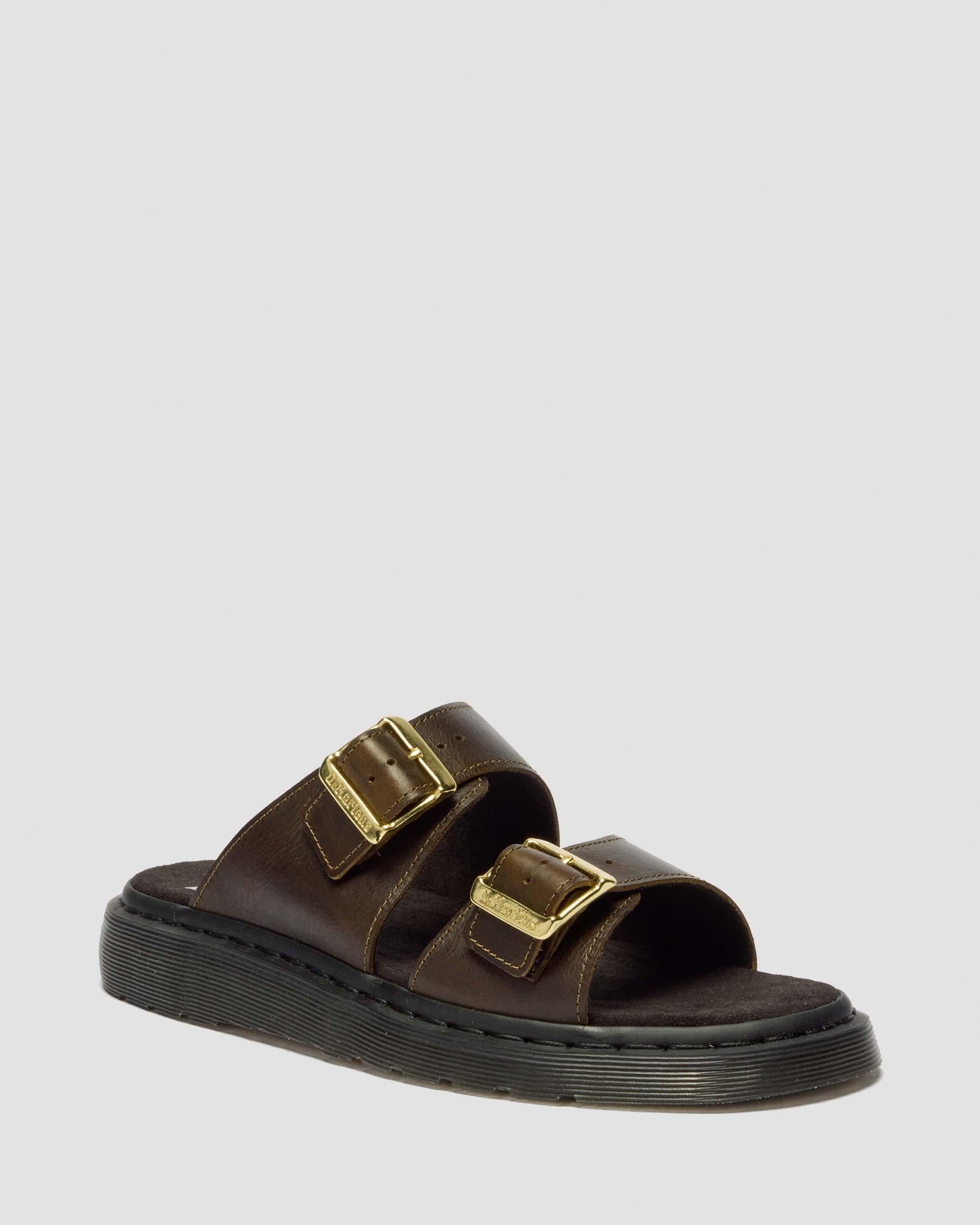 Josef Two Strap Leather Sandals in Olive