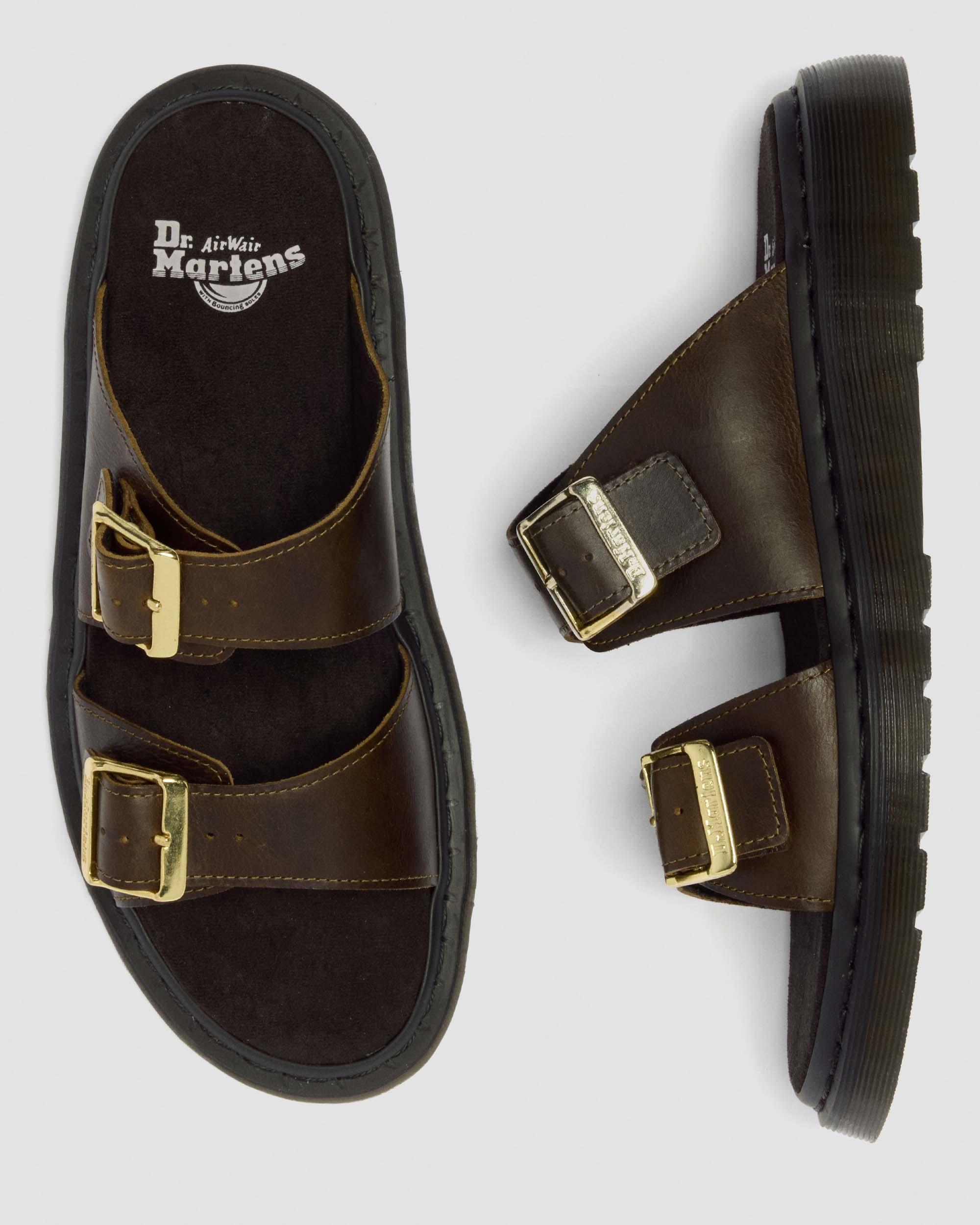 Josef Two Strap Leather Sandals in Olive | Dr. Martens