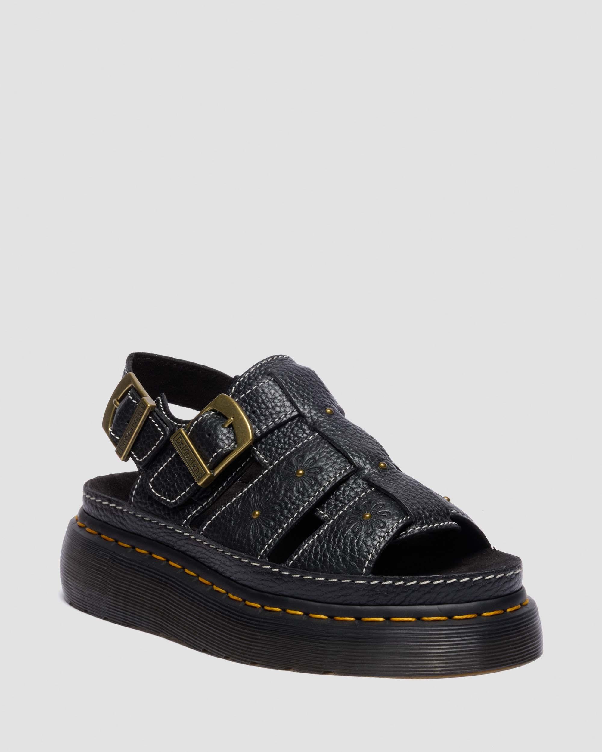 Wrenlie Open Toe Nappa Leather Fisherman Platform Sandals in BLACK MILLED NAPPA