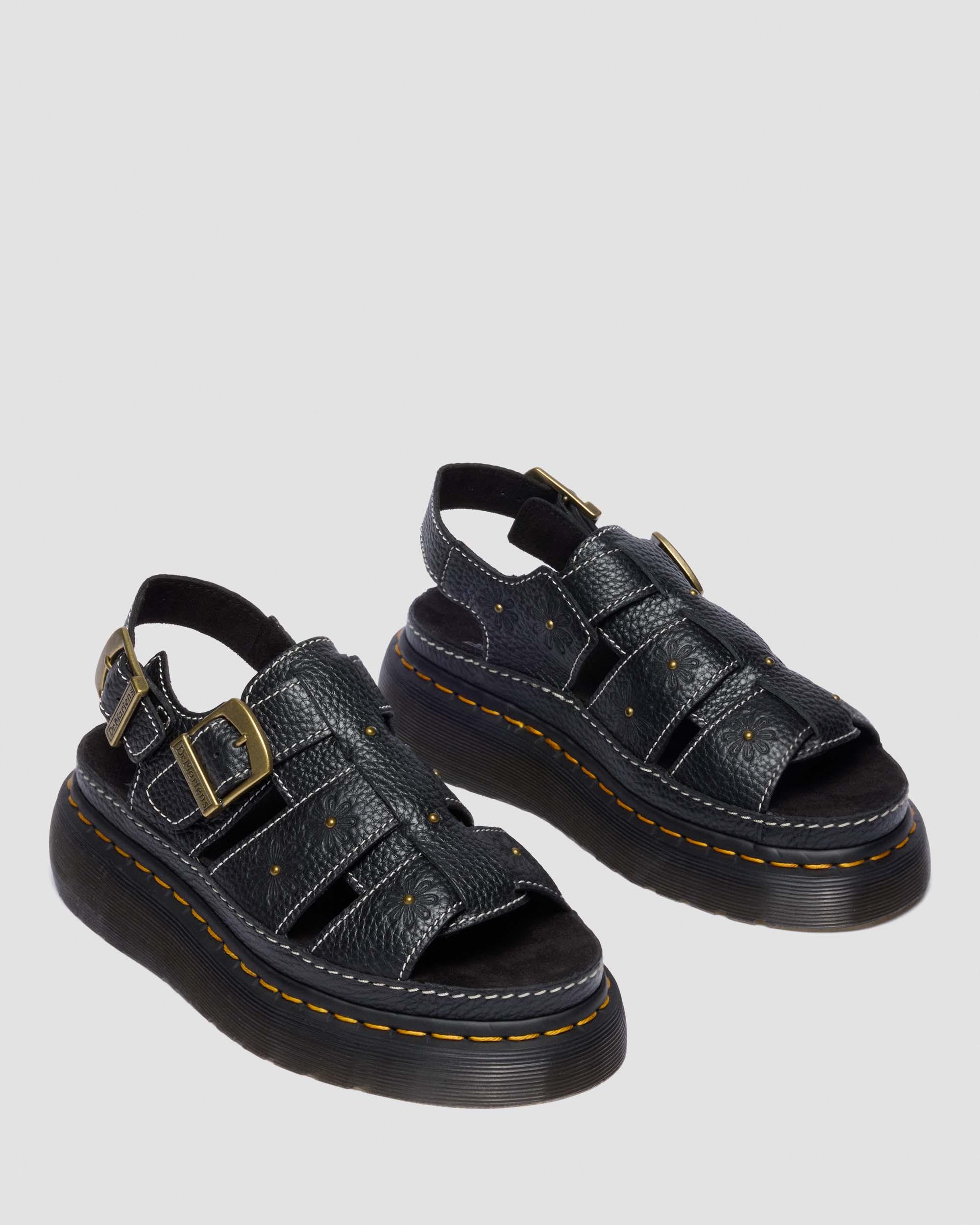 Wrenlie Open Toe Nappa Leather Fisherman Platform Sandals in BLACK MILLED NAPPA