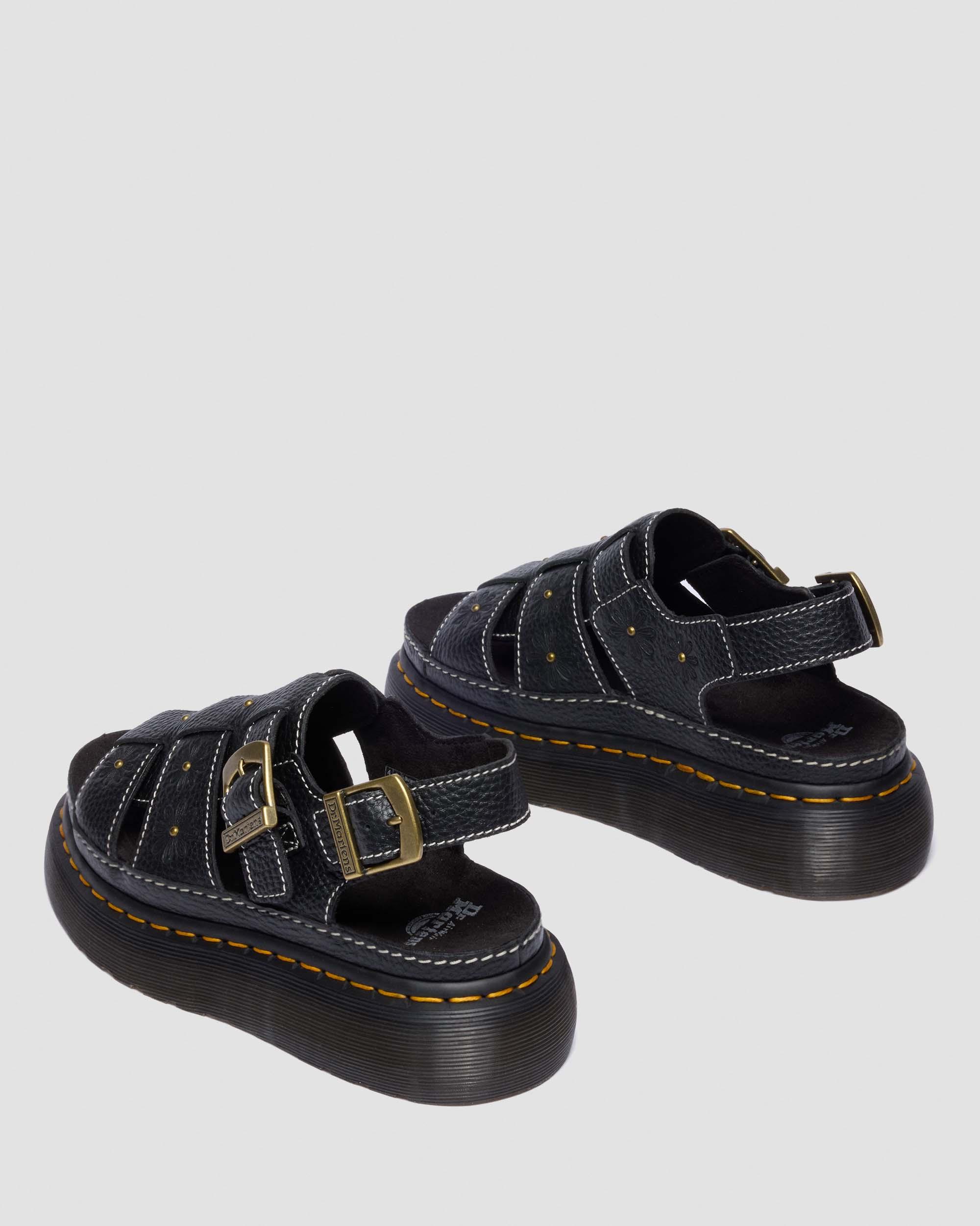 Wrenlie Open Toe Nappa Leather Fisherman Platform Sandals in BLACK MILLED NAPPA