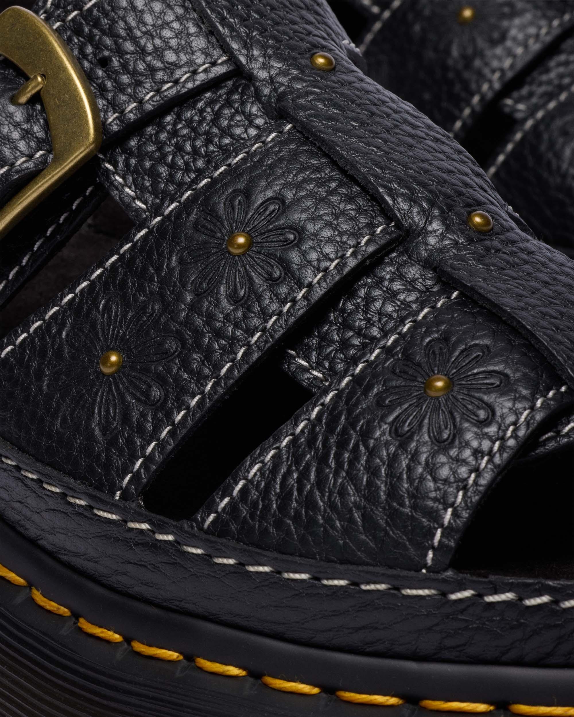 Wrenlie Open Toe Nappa Leather Fisherman Platform Sandals in BLACK MILLED NAPPA