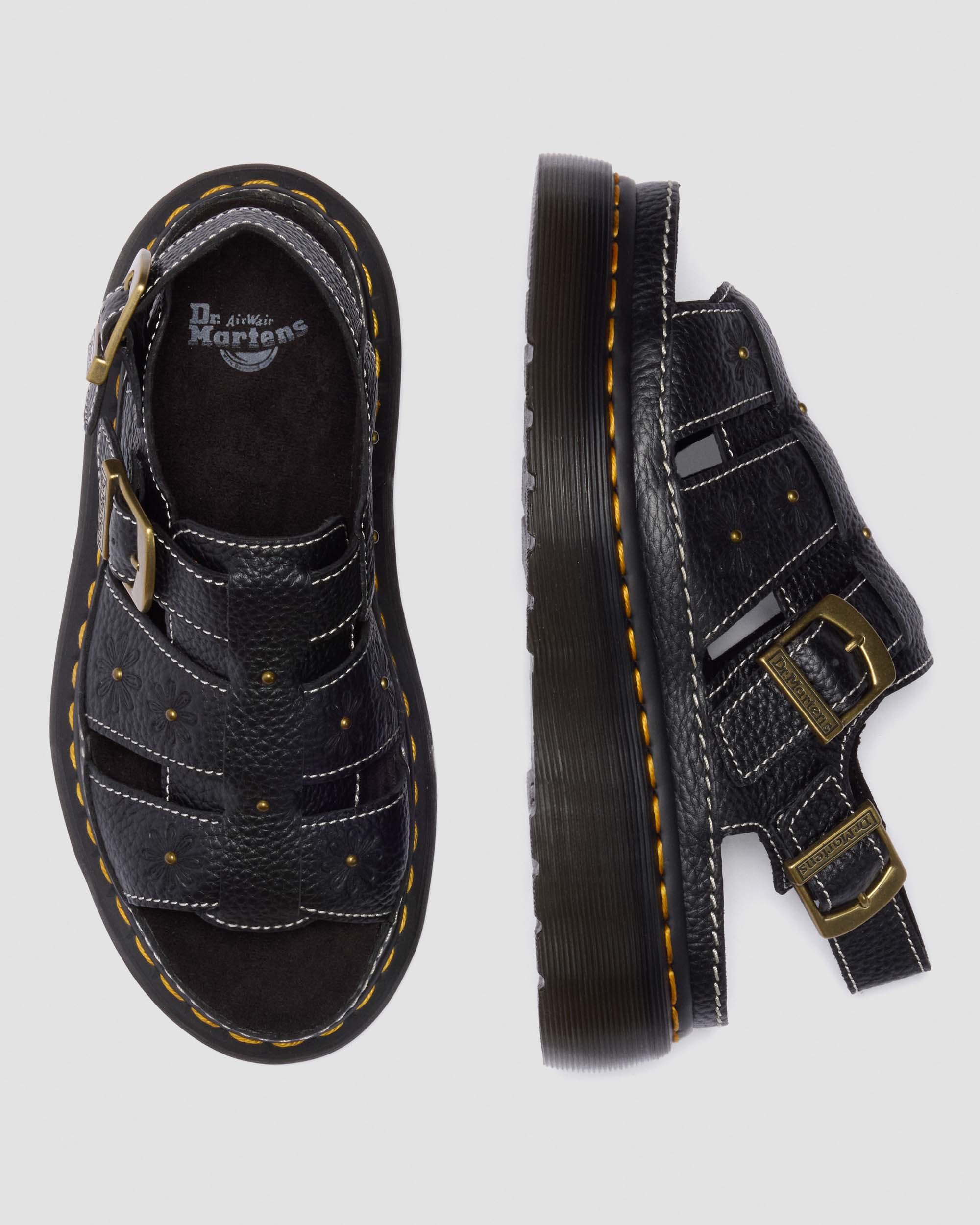 Wrenlie Open Toe Nappa Leather Fisherman Platform Sandals in BLACK MILLED NAPPA