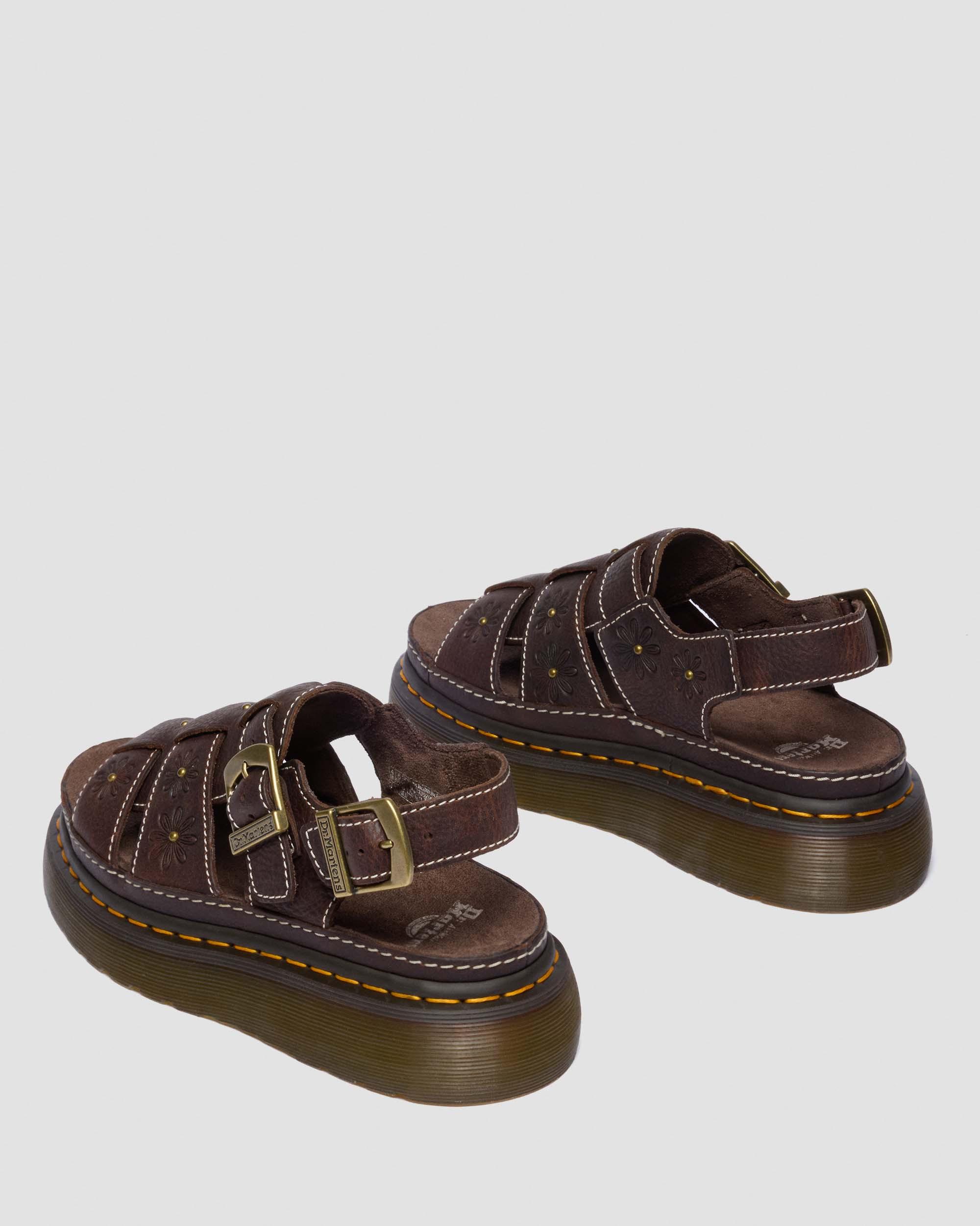 Wrenlie Open Toe Grizzly Leather Fisherman Platform Sandals in Dark Brown