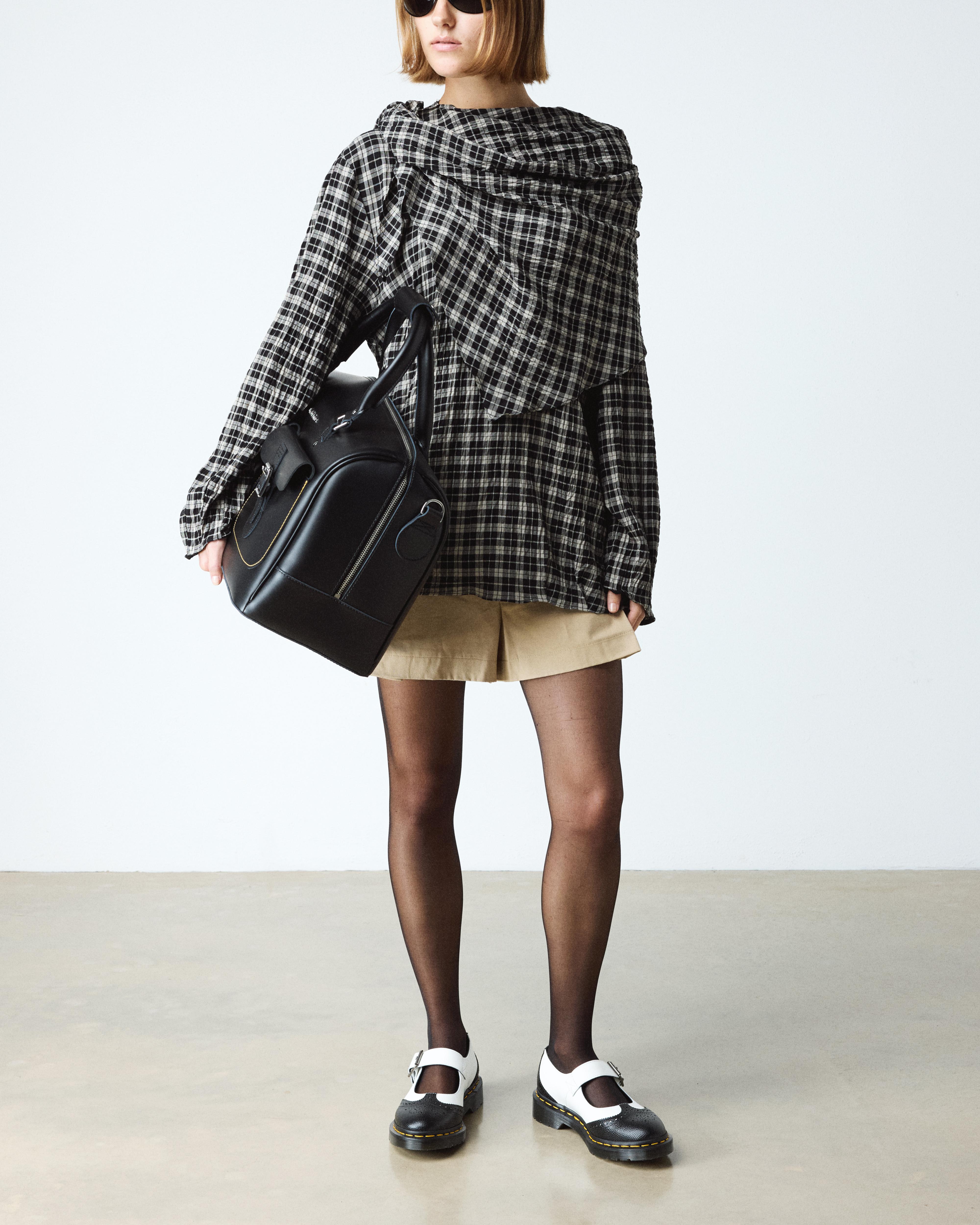 Mary Jane Monochrome Leather Shoes in Black+White