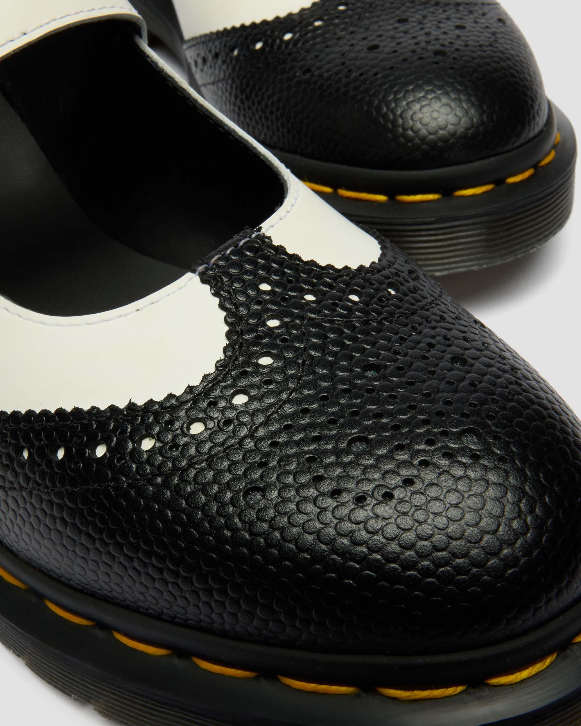 Mary Jane Monochrome Leather Shoes in Black+White