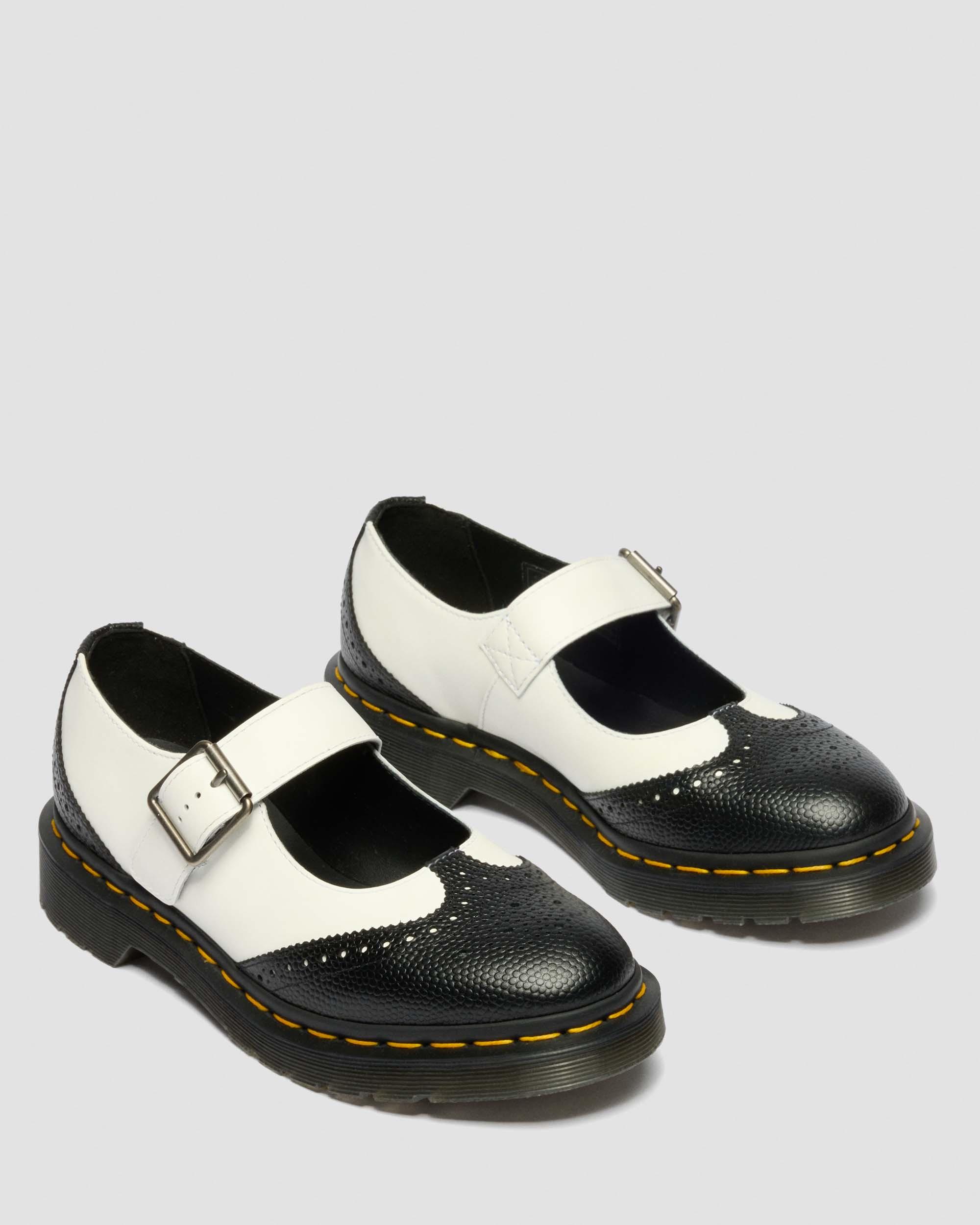 Mary Jane Monochrome Leather Shoes in Black+White