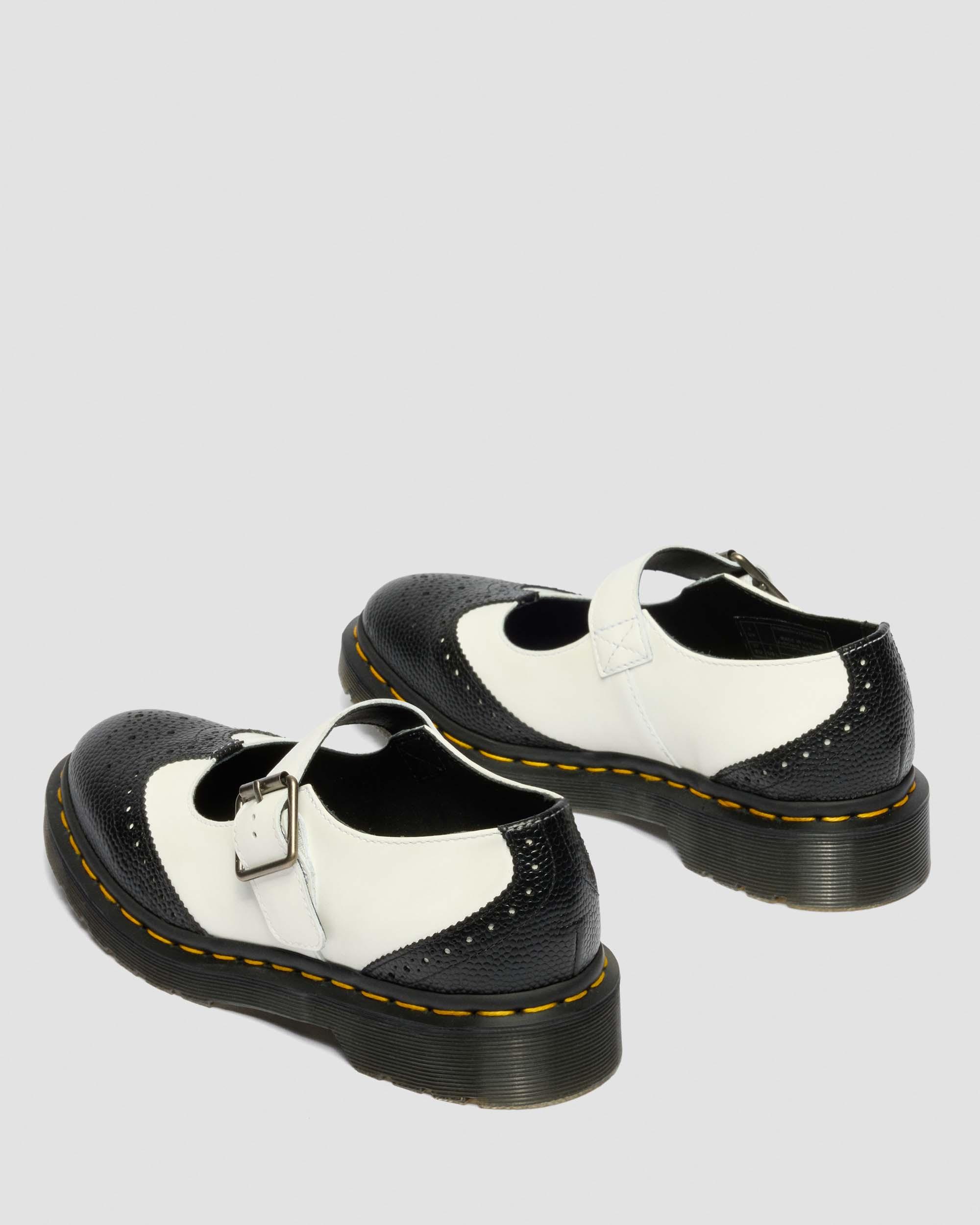 Mary Jane Monochrome Leather Shoes in Black+White