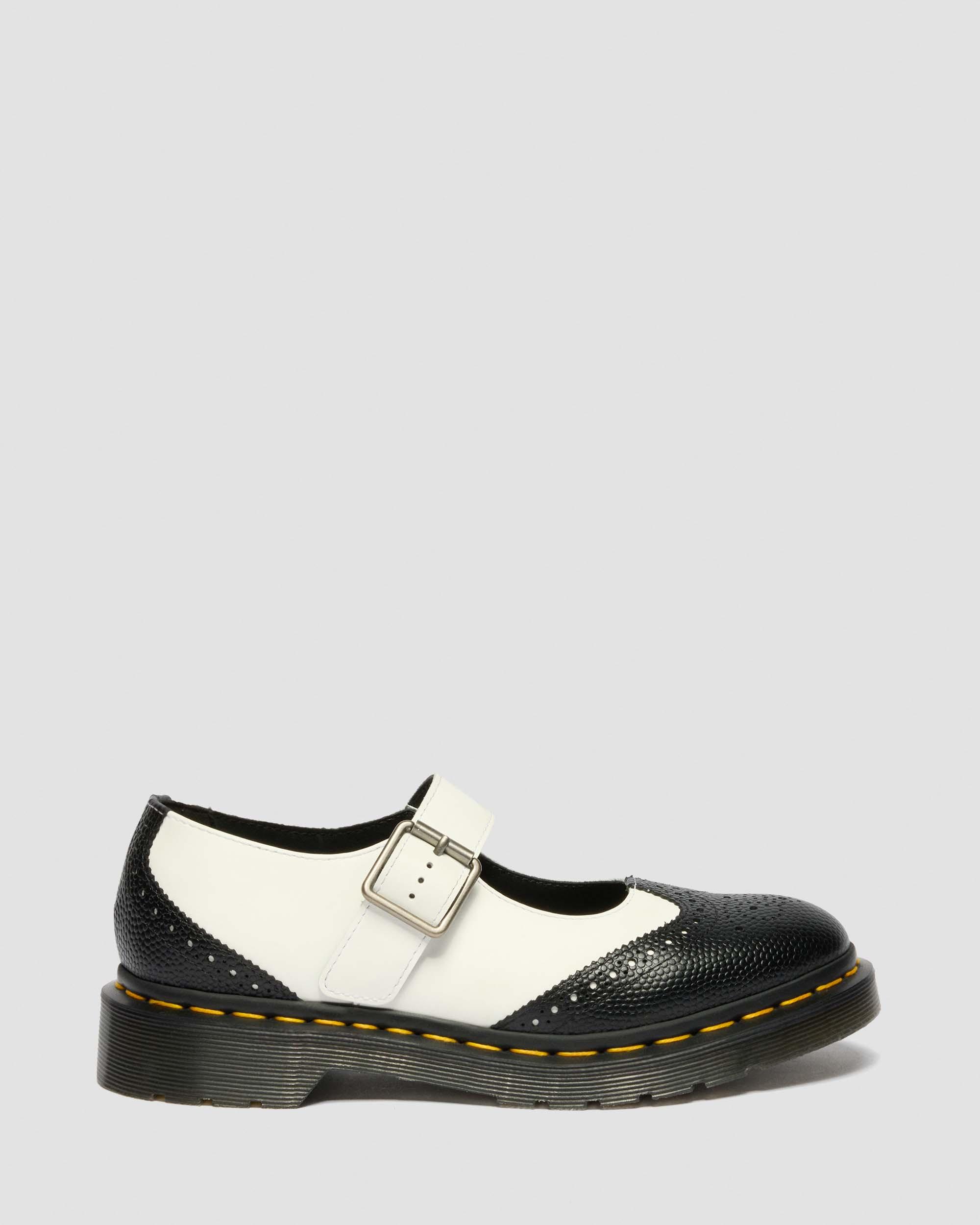 Mary Jane Monochrome Leather Shoes in Black+White