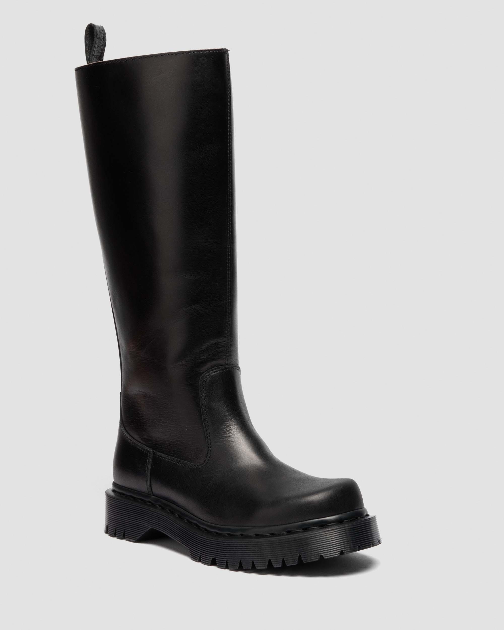 Rejena Hi Old Harness Leather Boots in Black