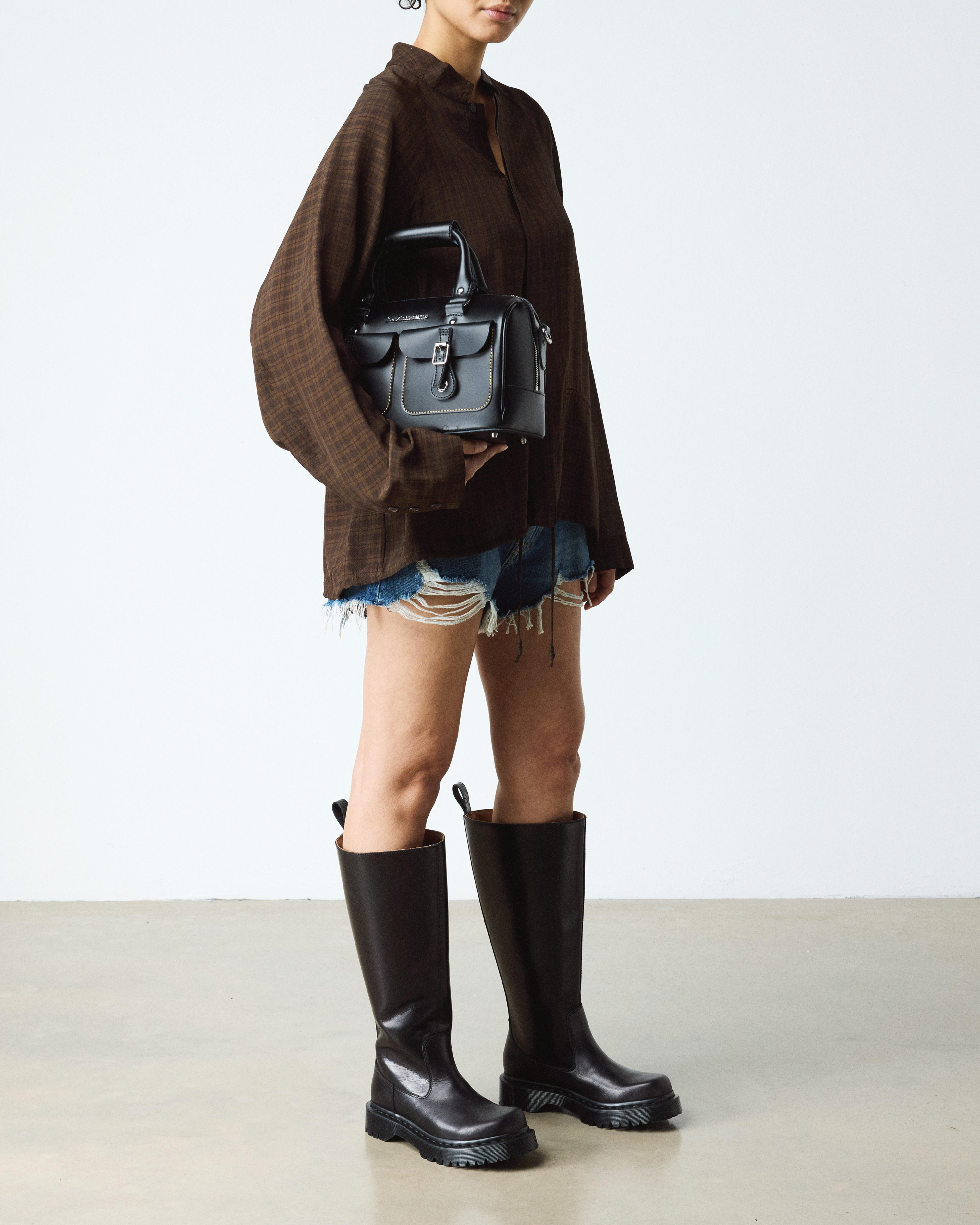 Rejena Hi Old Harness Leather Boots in Black