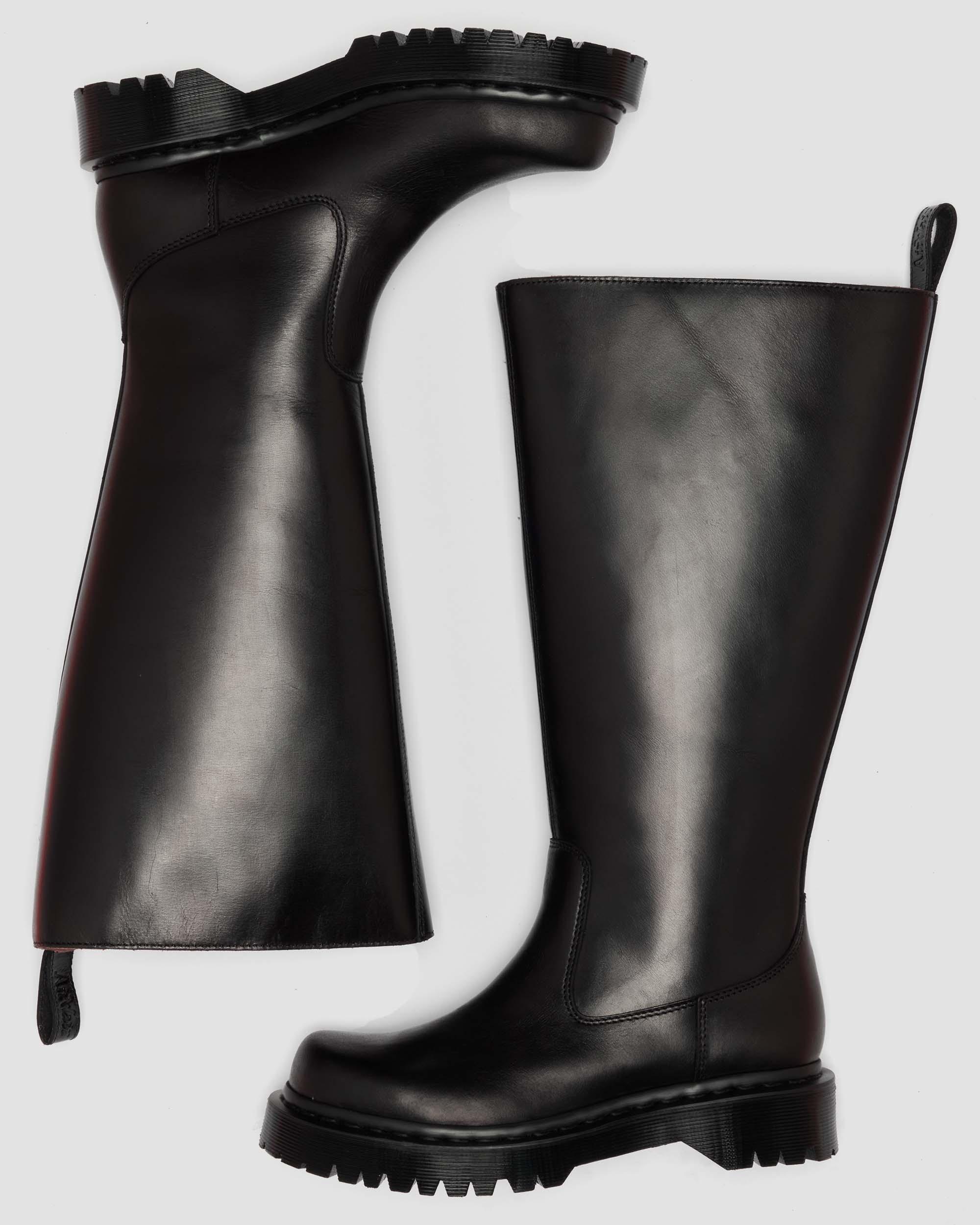 Rejena Hi Old Harness Leather Boots in Black
