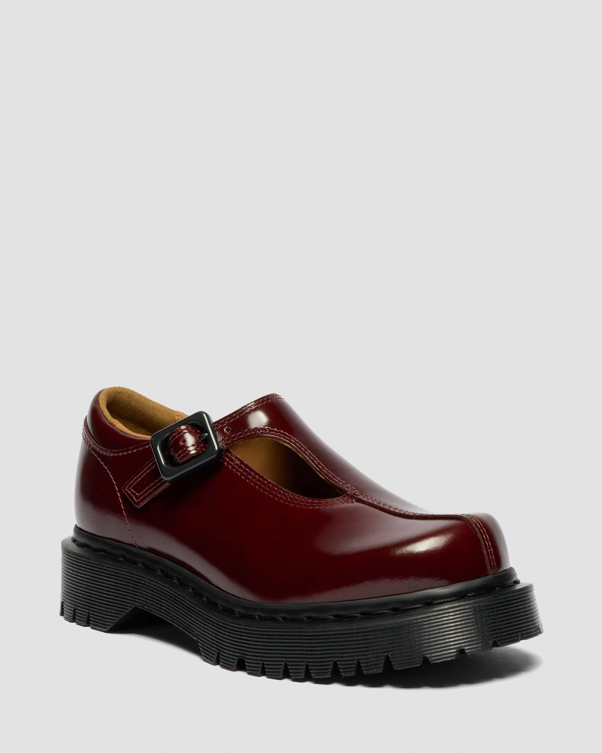 Rejena Mary Jane Lacquered Leather Shoes in Cherry Red | Dr. Martens