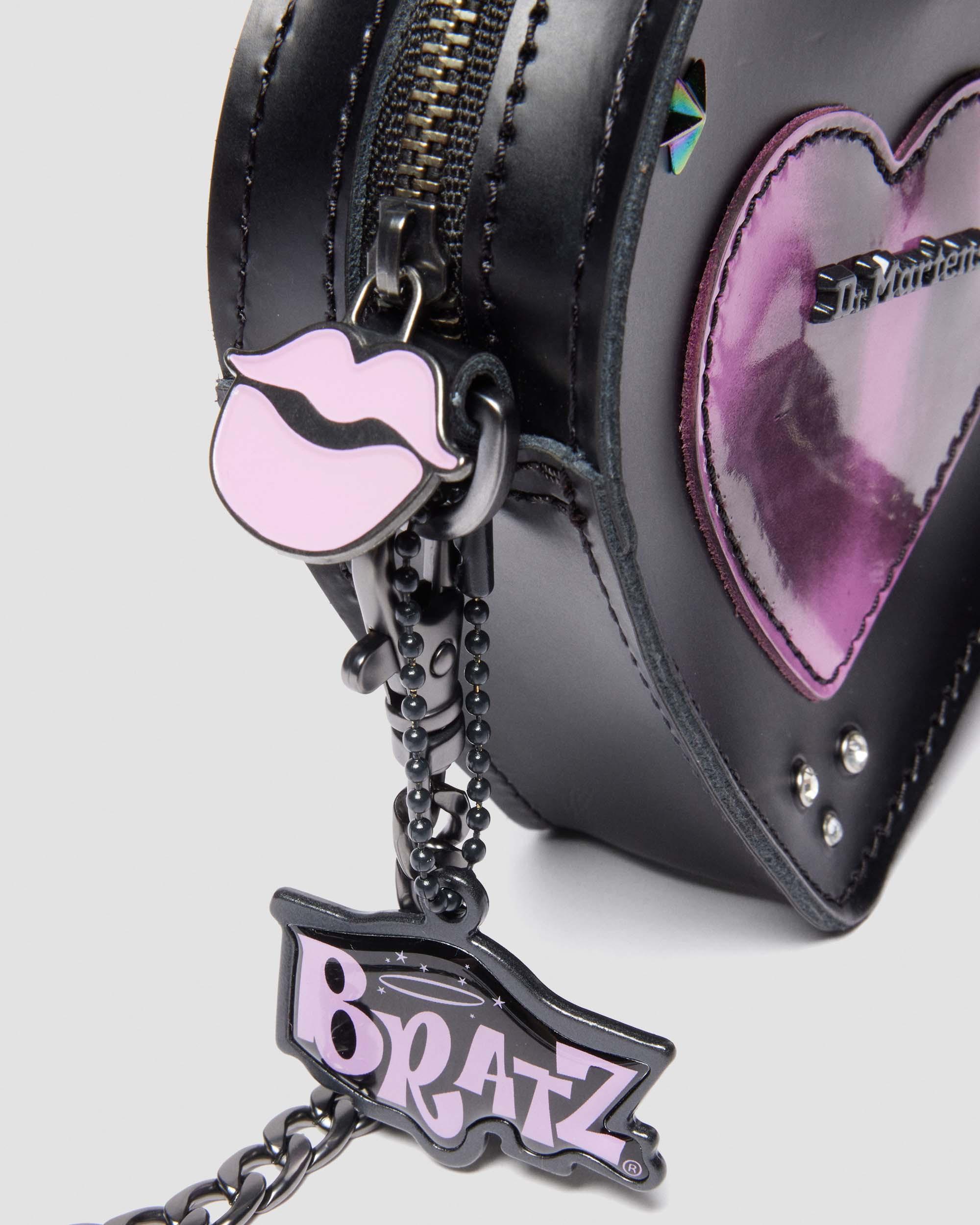  Micro Heart Bratz Leather Bag  in Black+Bratz Purple