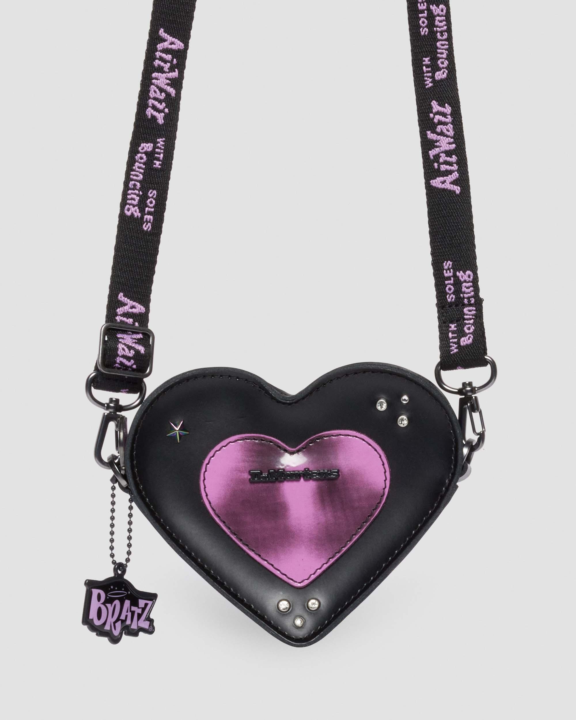  Micro Heart Bratz Leather Bag  in Black+Bratz Purple