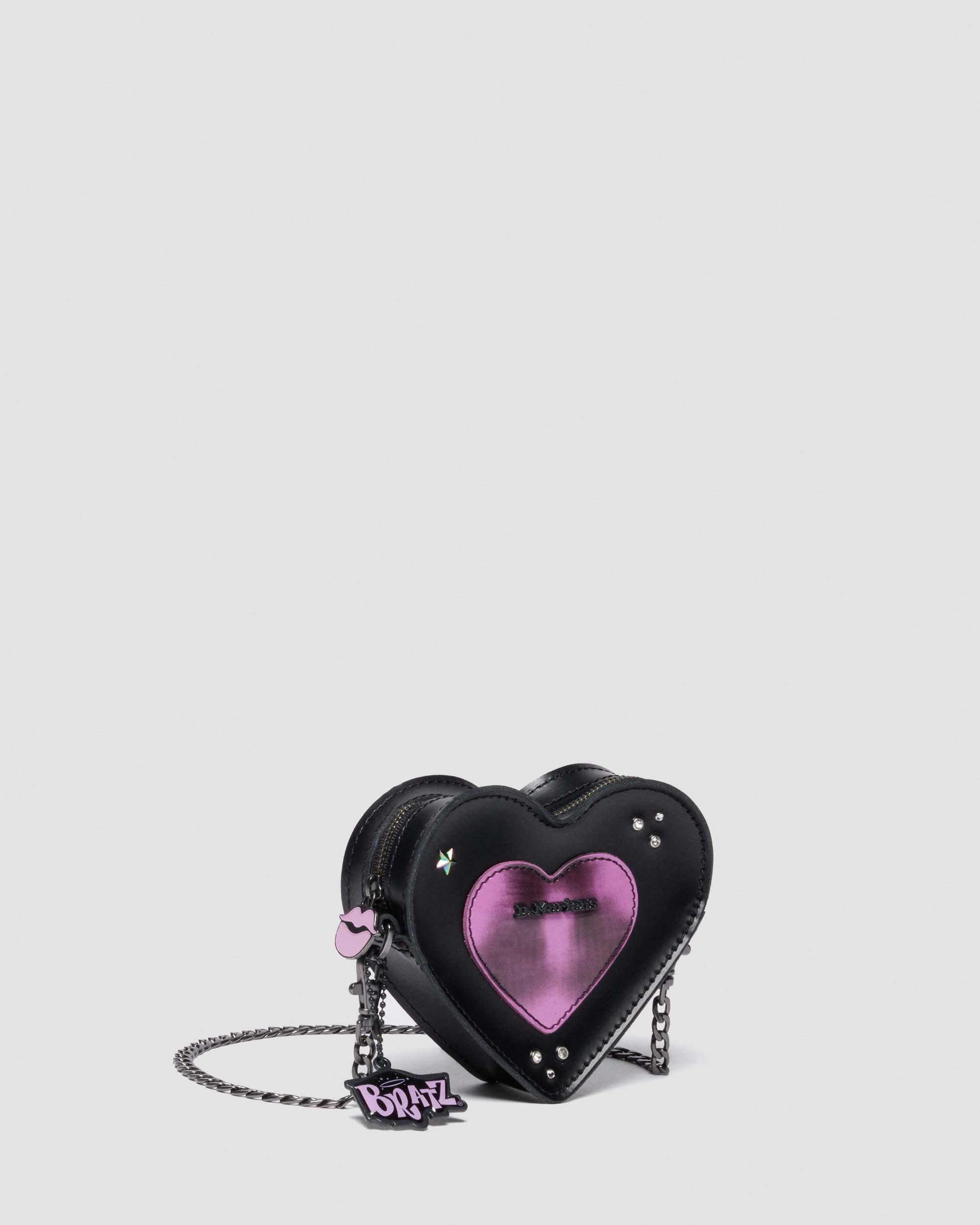  Micro Heart Bratz Leather Bag  in Black+Bratz Purple