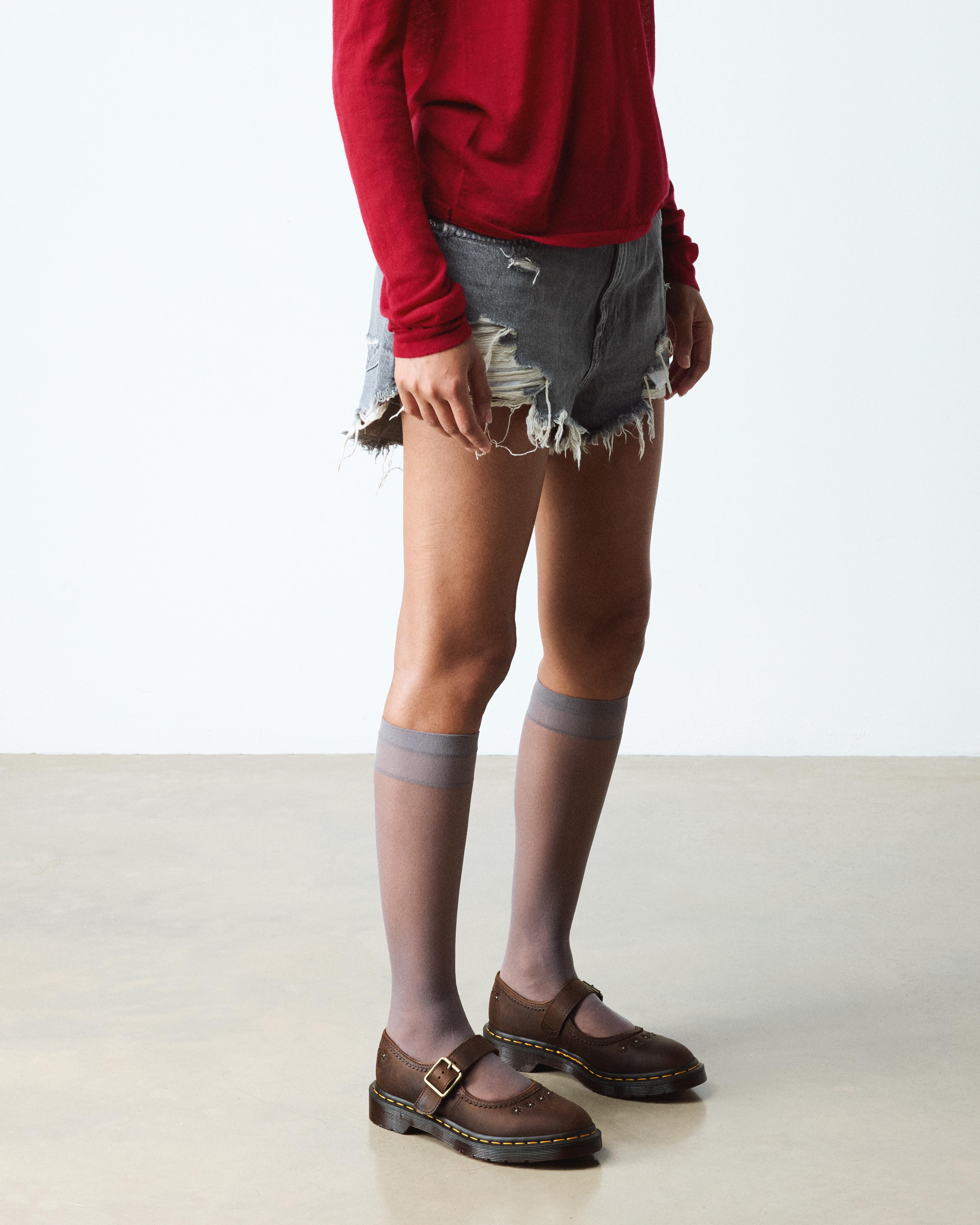 Mary Jane Flower Crazy Horse Leather Shoes in Dark Brown