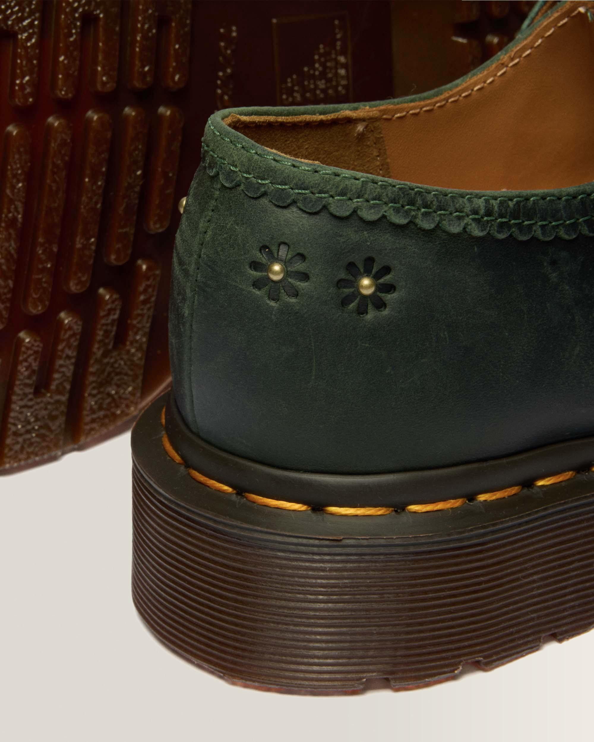 Mary Jane Flower Crazy Horse Leather Shoes